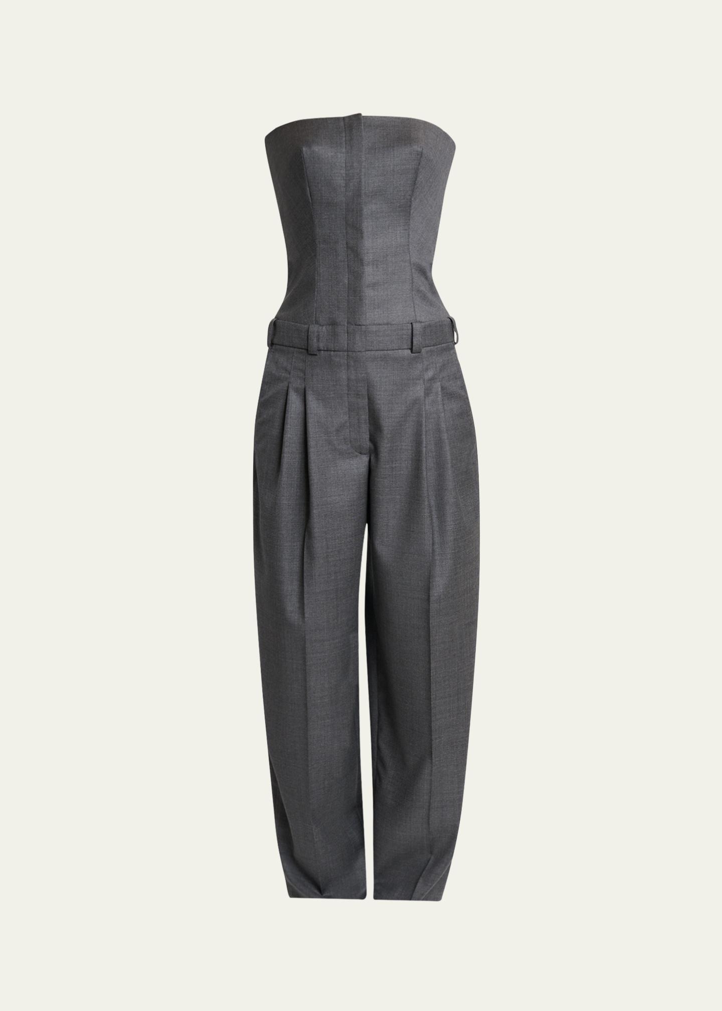 Givenchy Bustier Pleated Straight-Leg Jumpsuit - Bergdorf Goodman