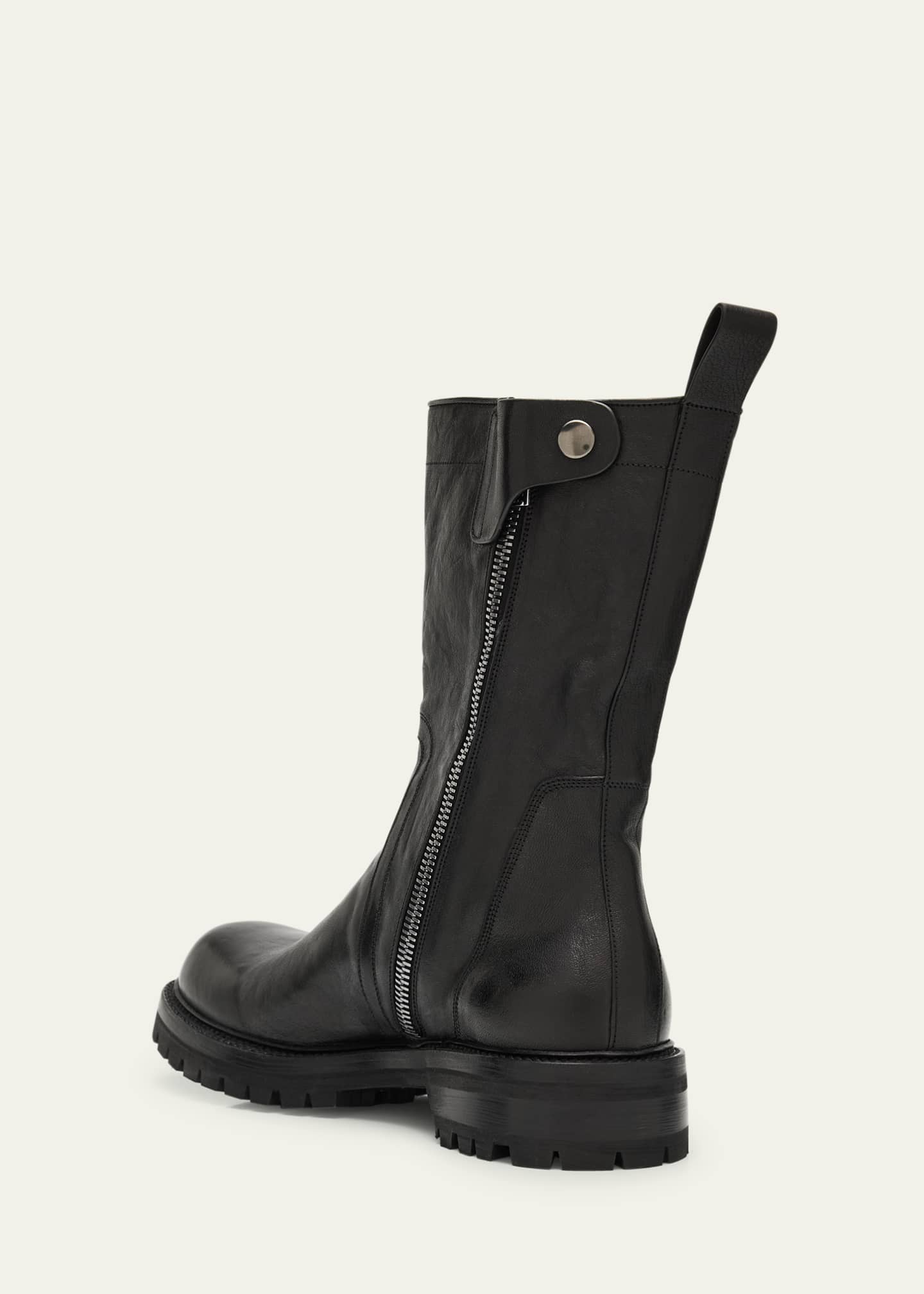 Rick Owens Men's Waxy Leather Creeper Boots - Bergdorf Goodman