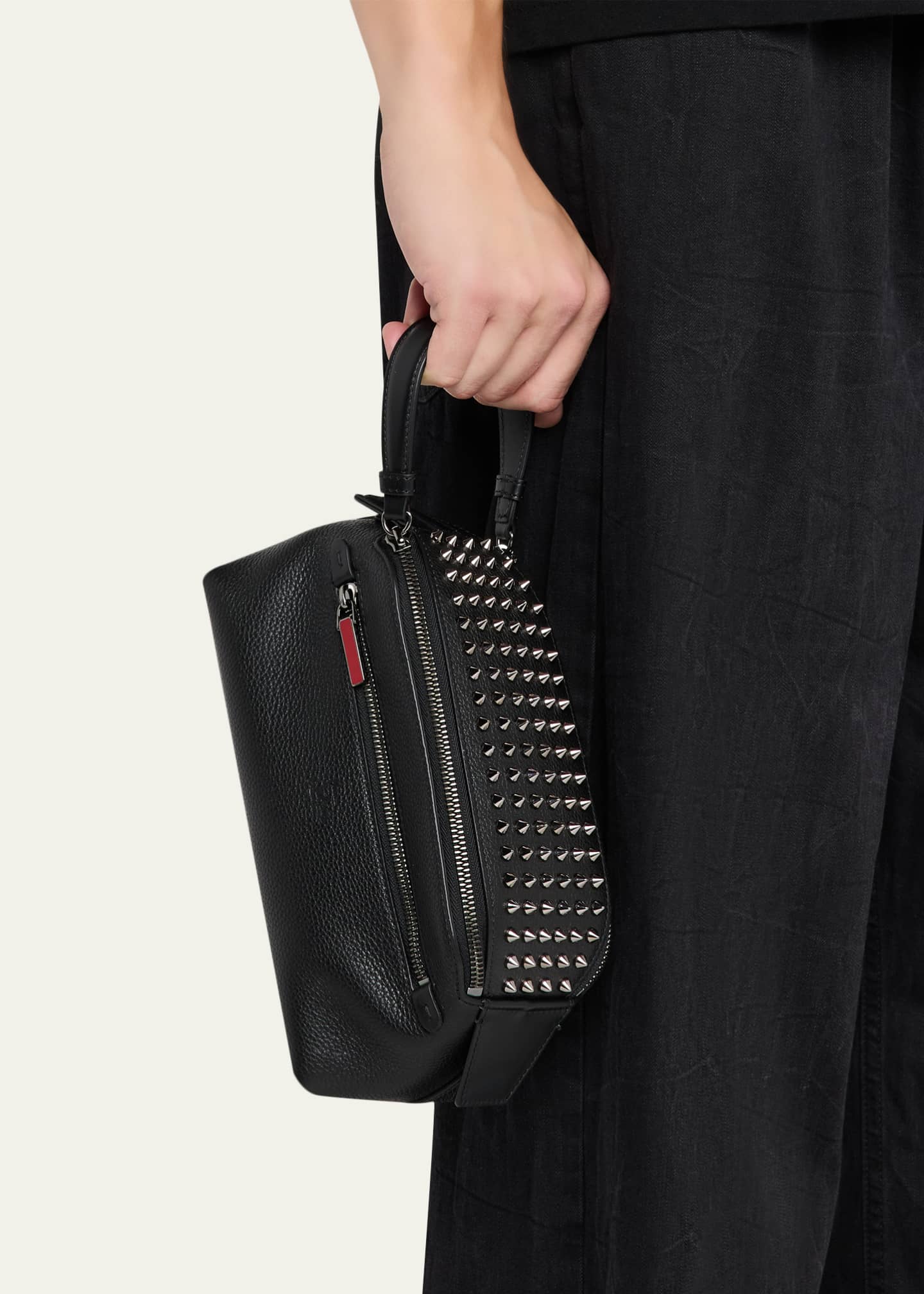 Christian Louboutin Men's Funky Leather Empire Spikes Travel Pouch
