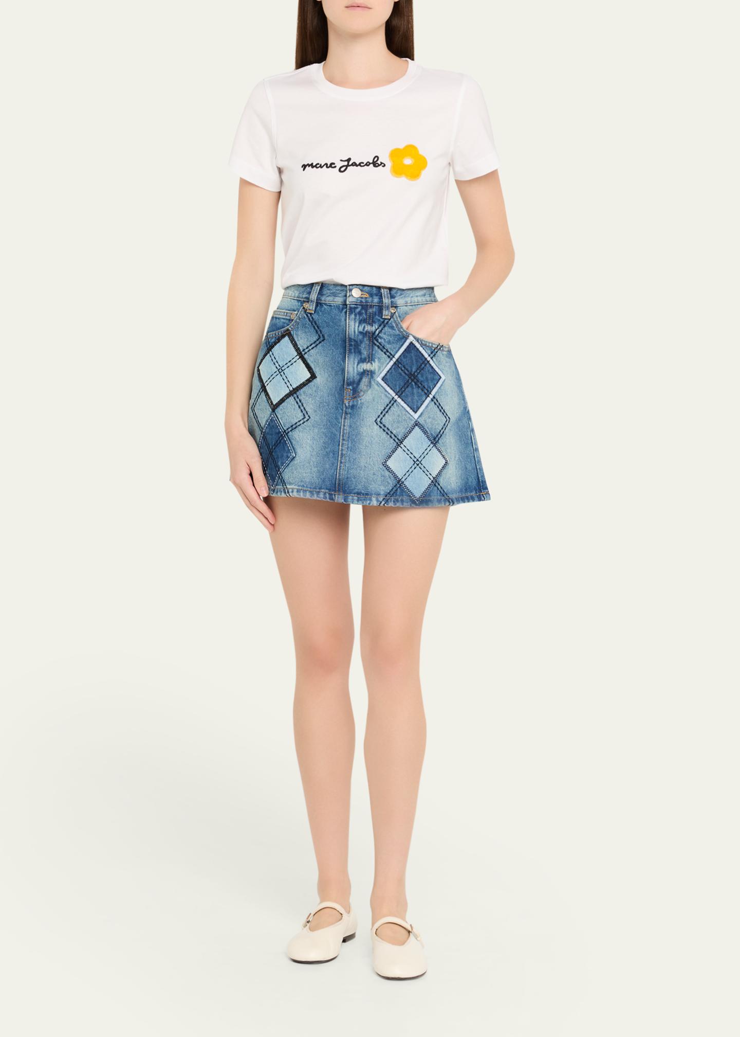 Marc Jacobs Argyle Patchwork Denim Mini Skirt - Bergdorf Goodman