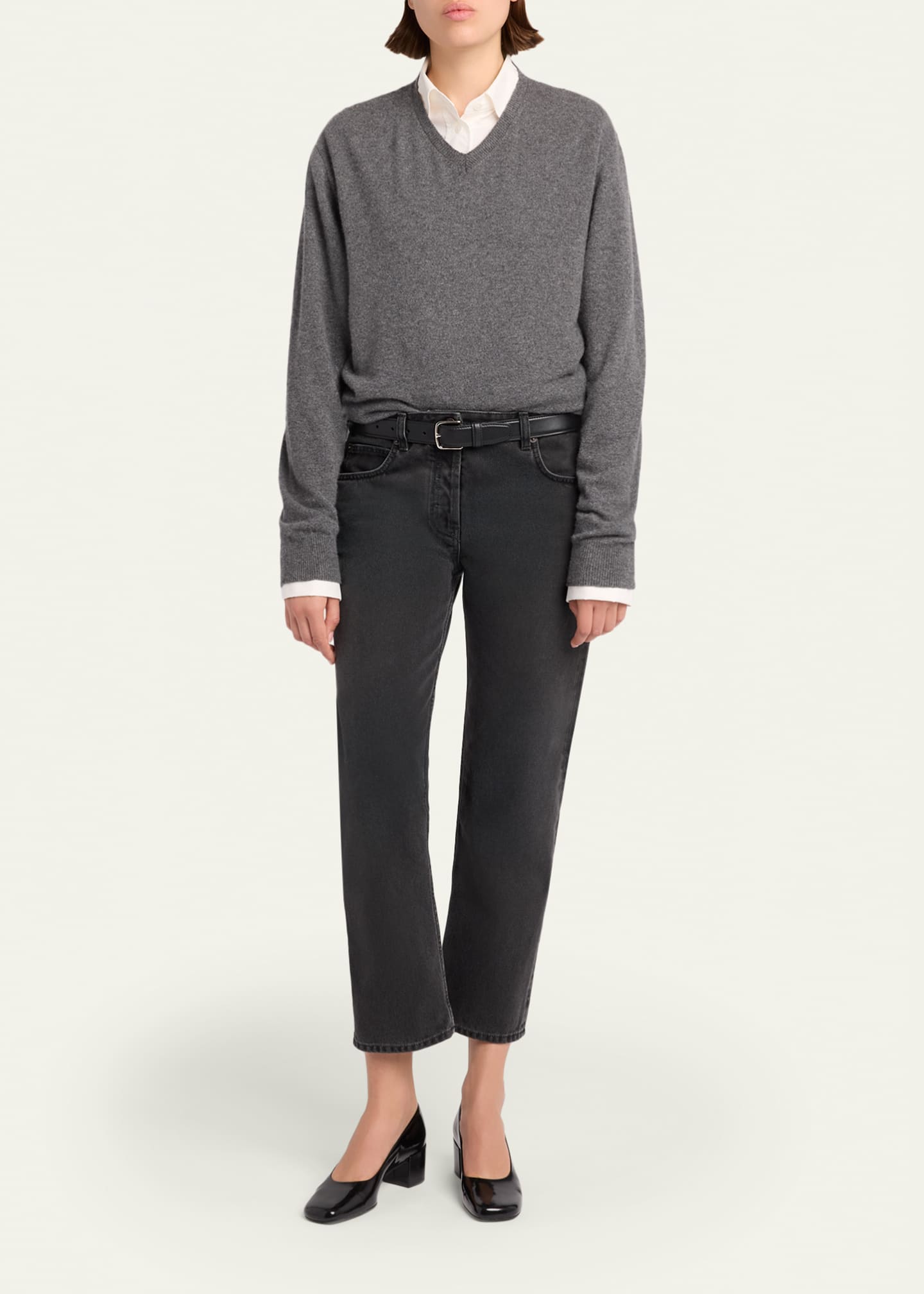 THE ROW ダークグレー スリムフィットデニム THE ROW Riaco Straight-Leg Ankle Jeans - Bergdorf Goodman