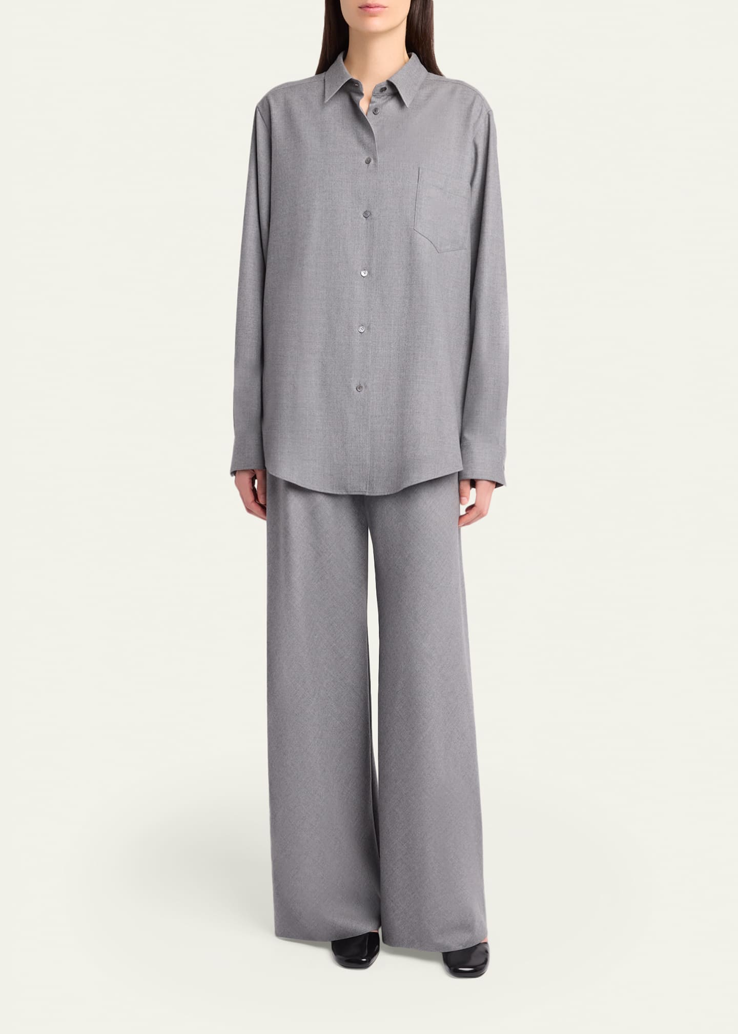 Gala Wool Wide-Leg Pull-On Pants