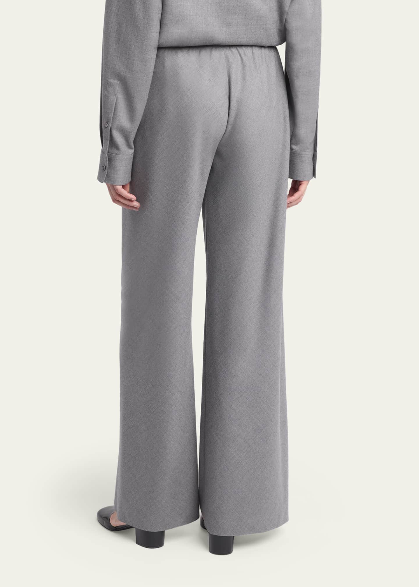 Gala Wool Wide-Leg Pull-On Pants
