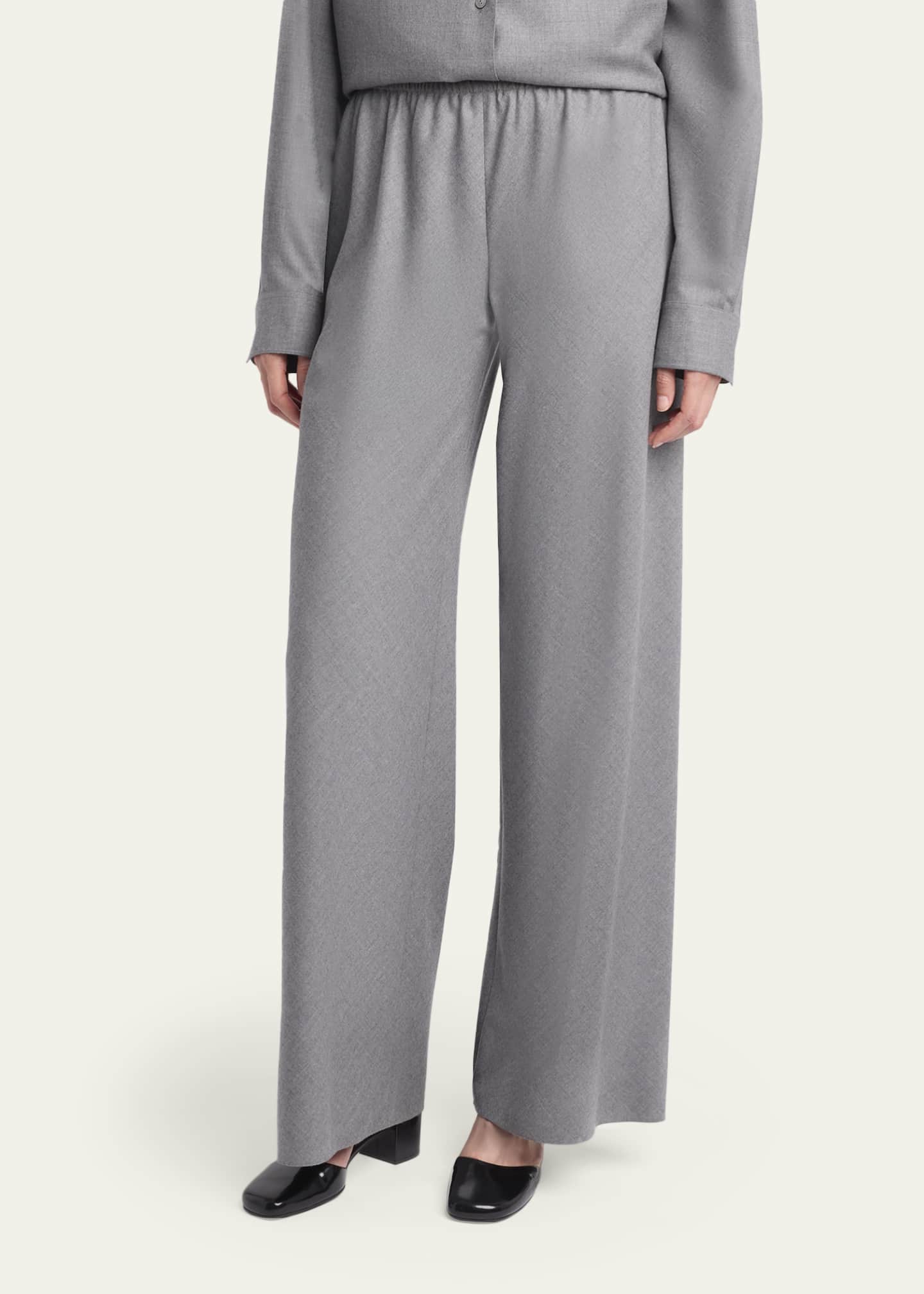 Gala Wool Wide-Leg Pull-On Pants
