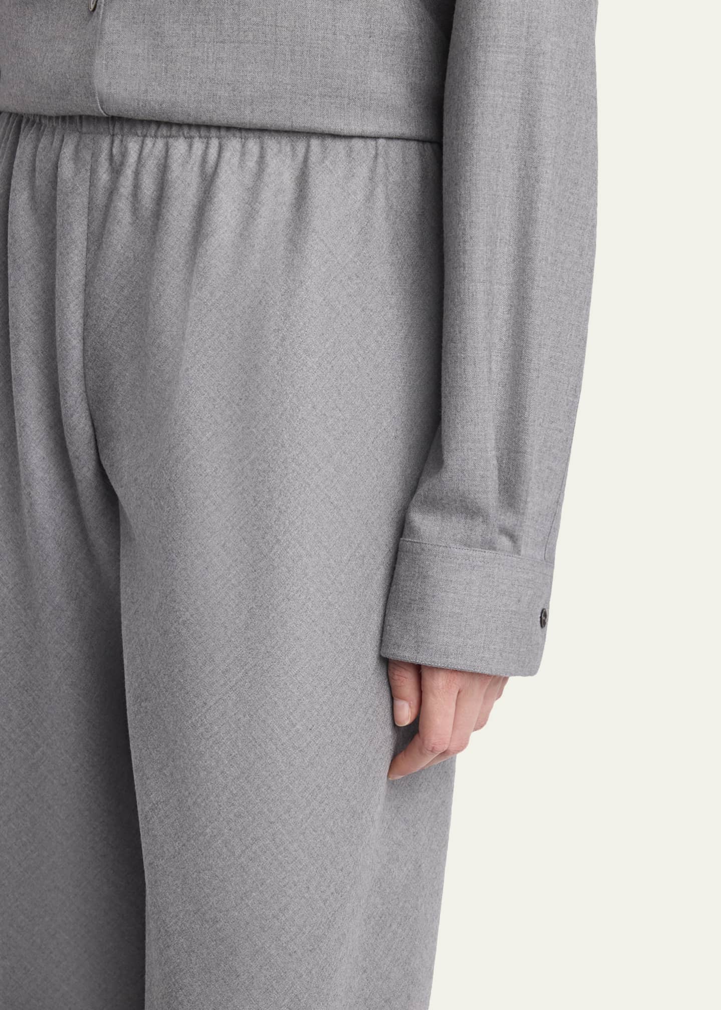 Gala Wool Wide-Leg Pull-On Pants
