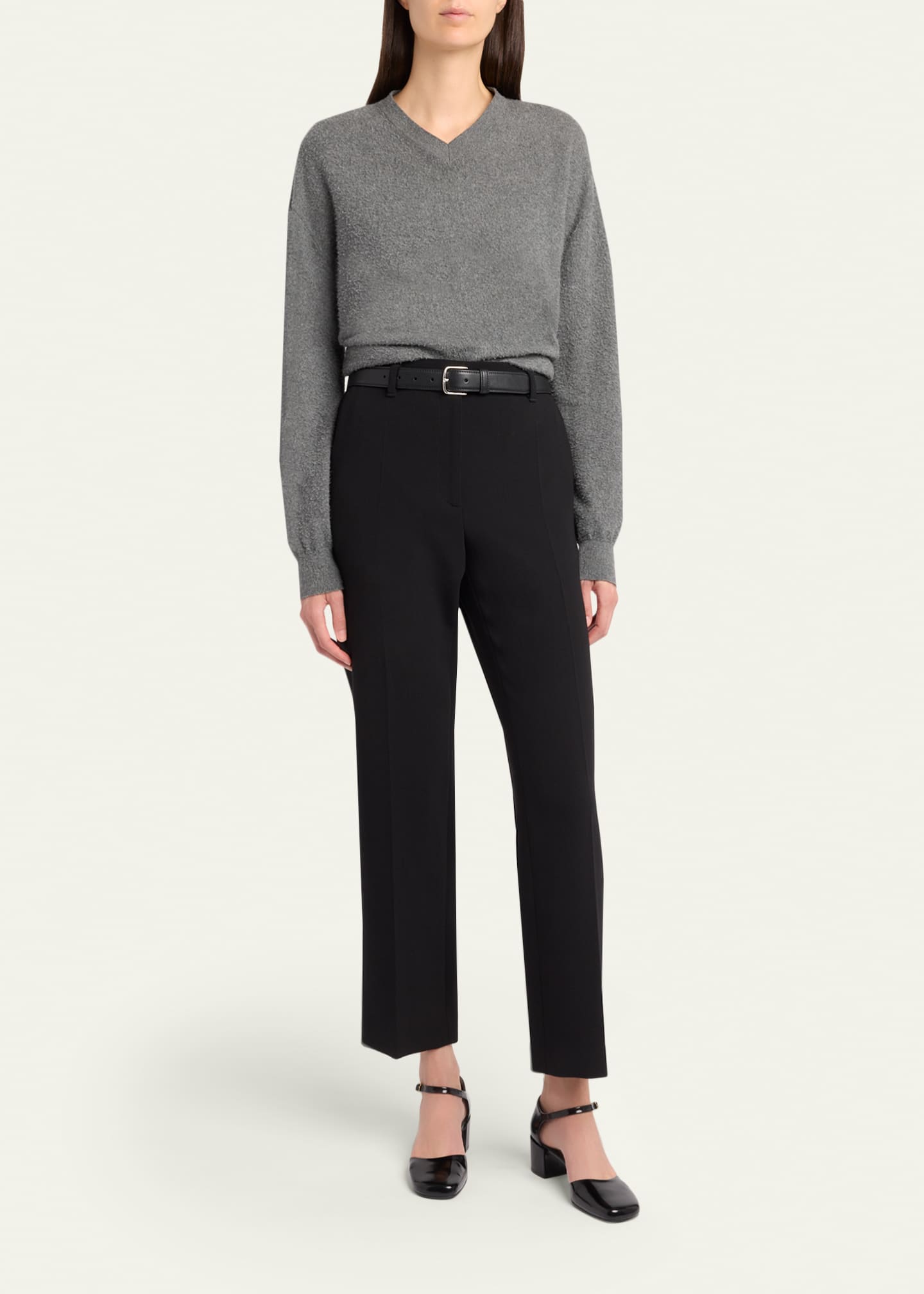 THE ROW Lomika Textured V-Neck Top - Bergdorf Goodman