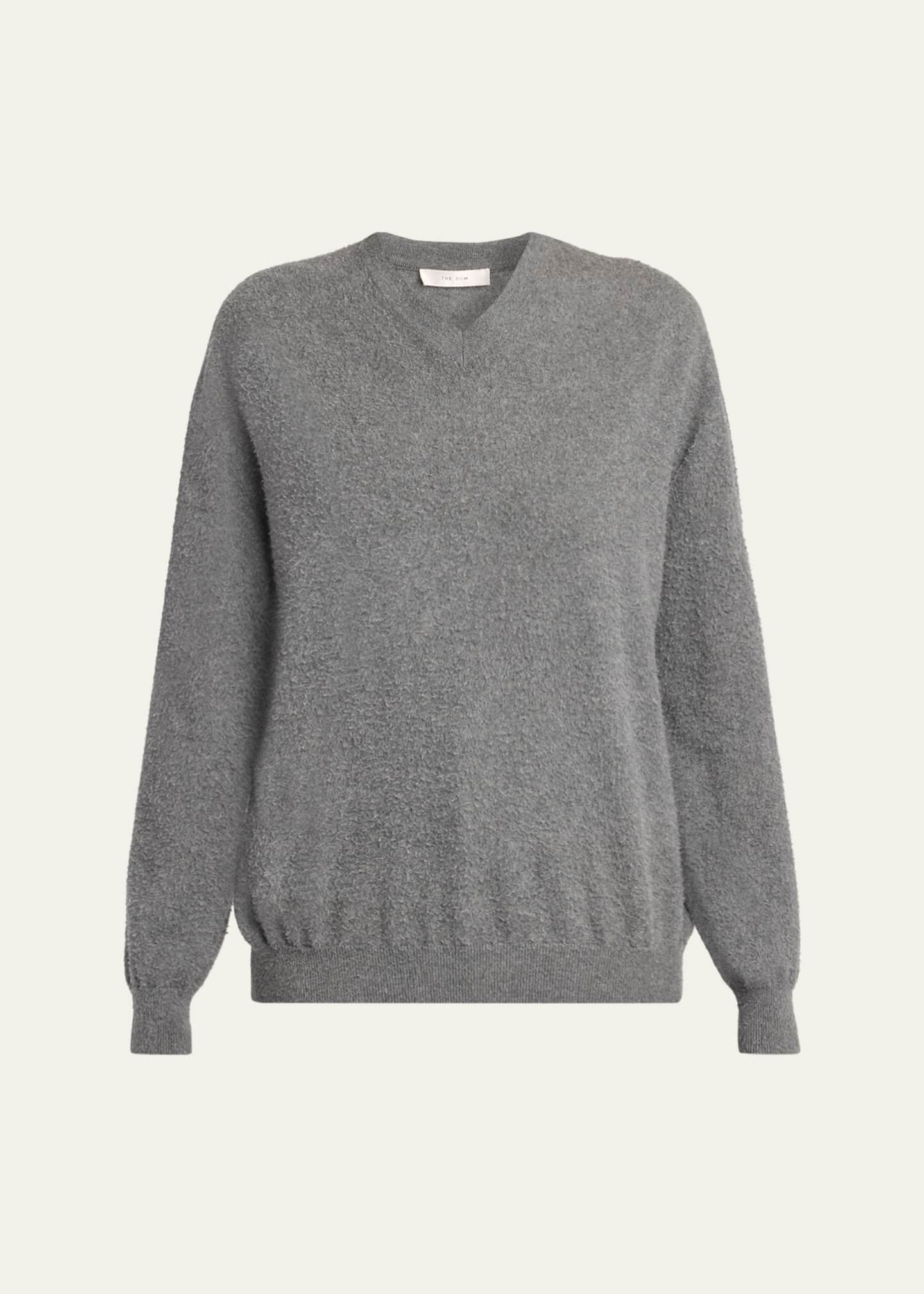 THE ROW Lomika Textured V-Neck Top - Bergdorf Goodman