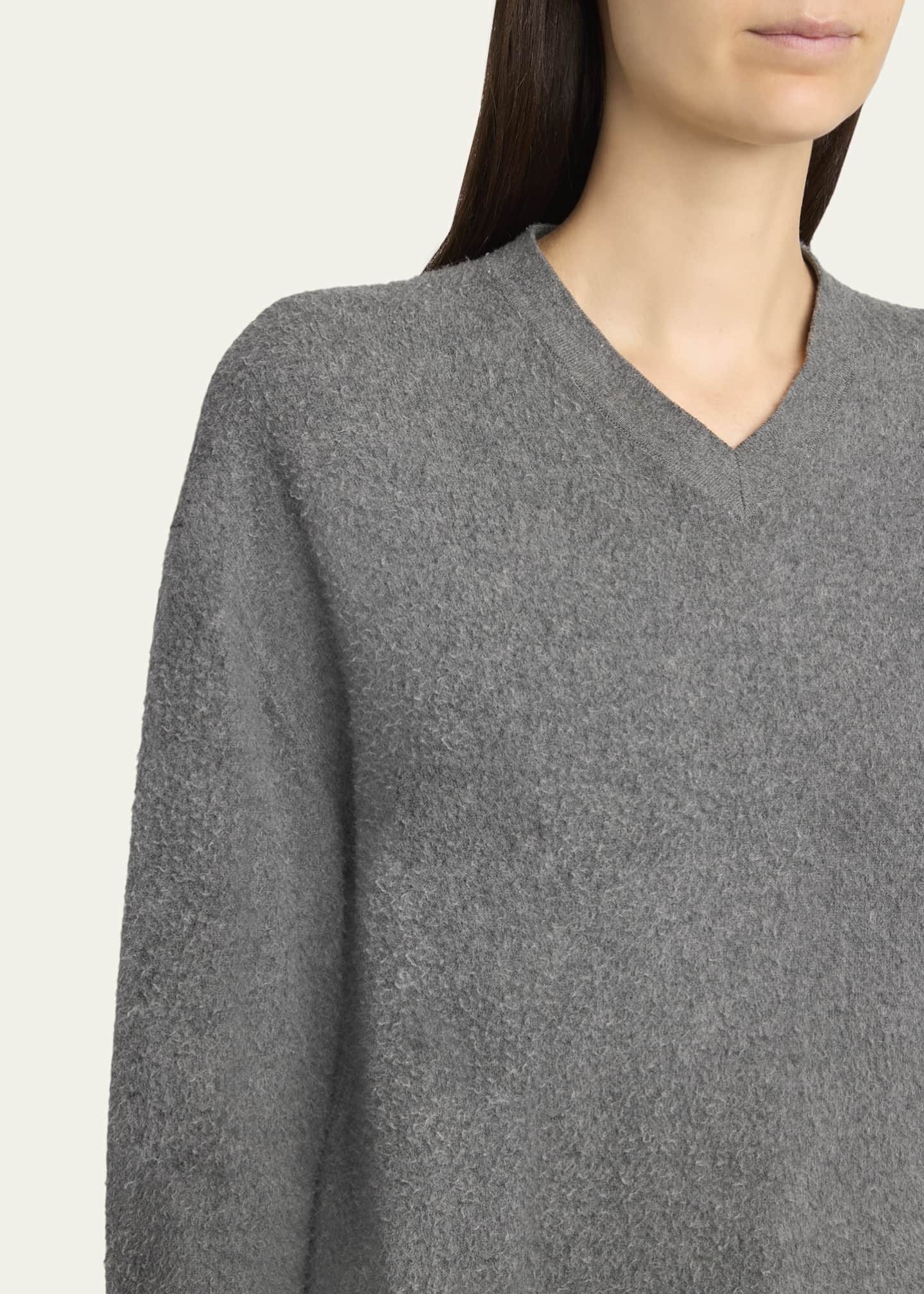 THE ROW Lomika Textured V-Neck Top - Bergdorf Goodman