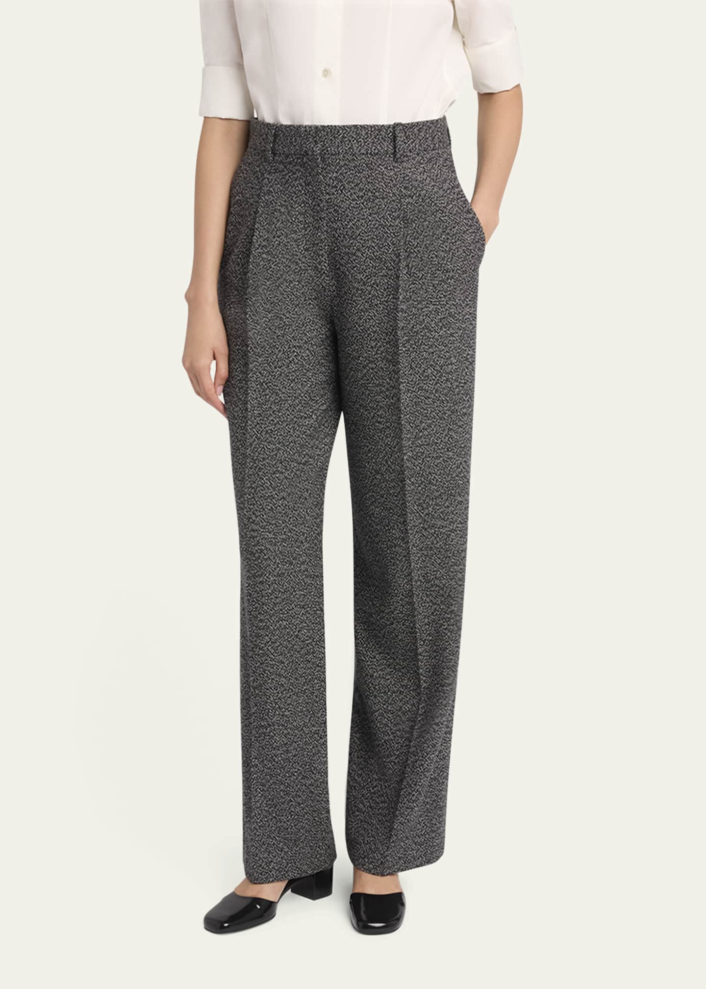 Mikkela Pleated Cashmere Straight-Leg Pants