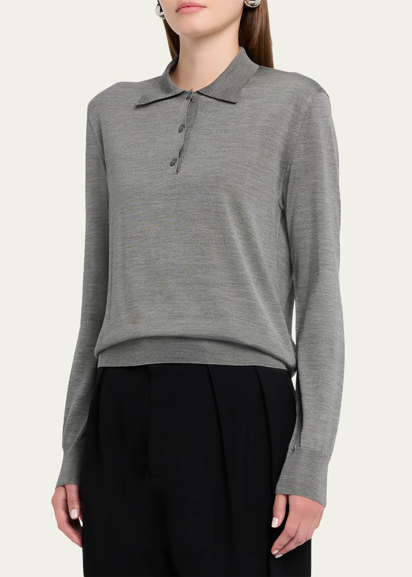 THE ROW Lilienne Silk Polo Top - Bergdorf Goodman