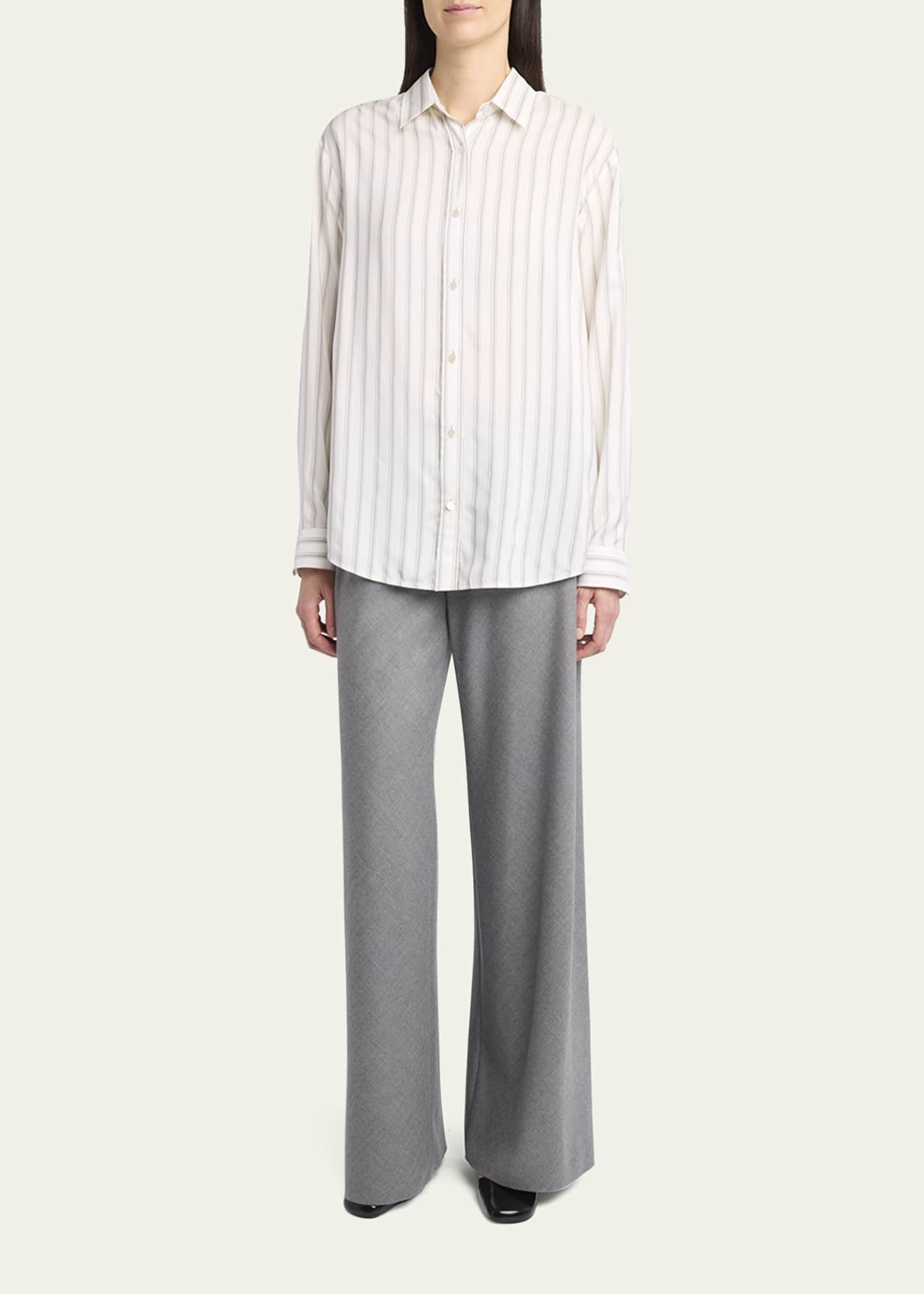 Eirlys Striped Silk Button-Down Shirt