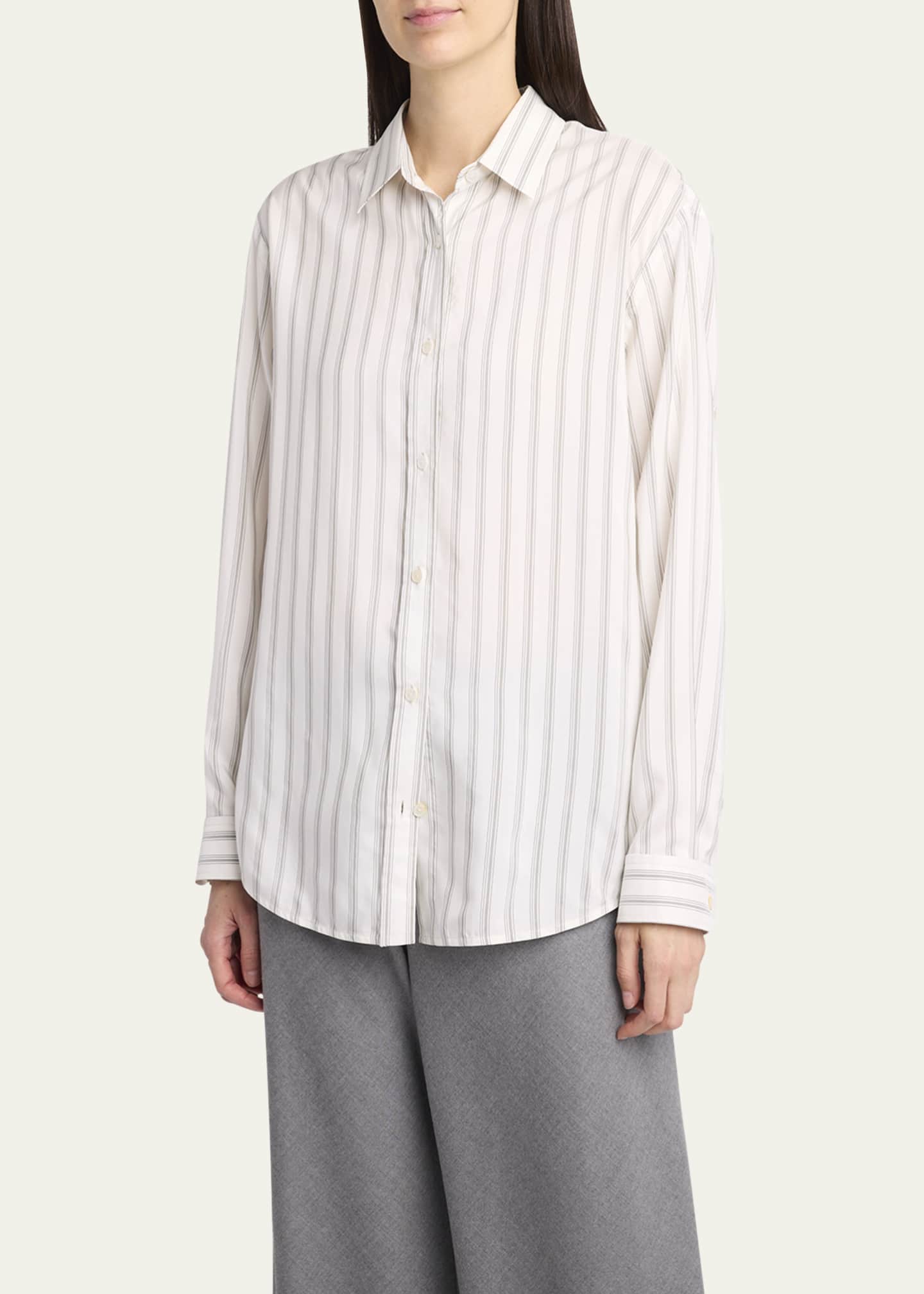 Eirlys Striped Silk Button-Down Shirt