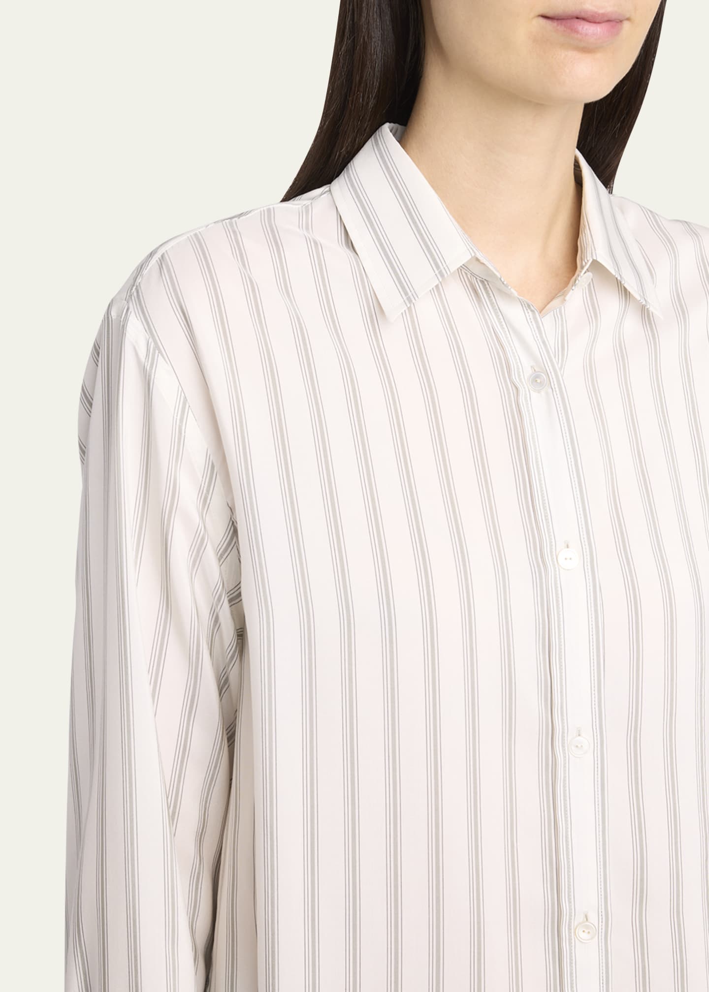 Eirlys Striped Silk Button-Down Shirt