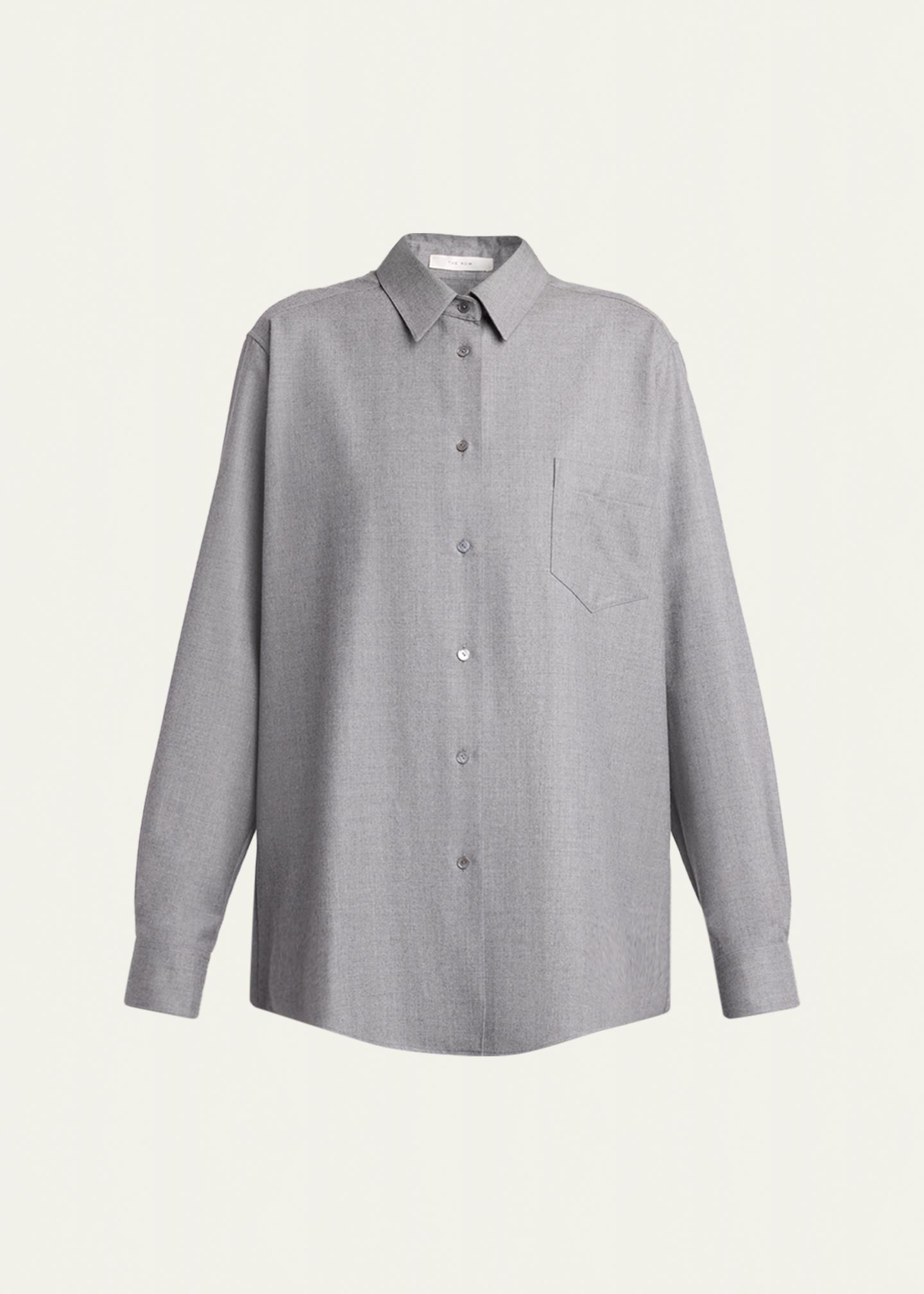 The Row Pino Wool Button-Down Shirt - Bergdorf Goodman