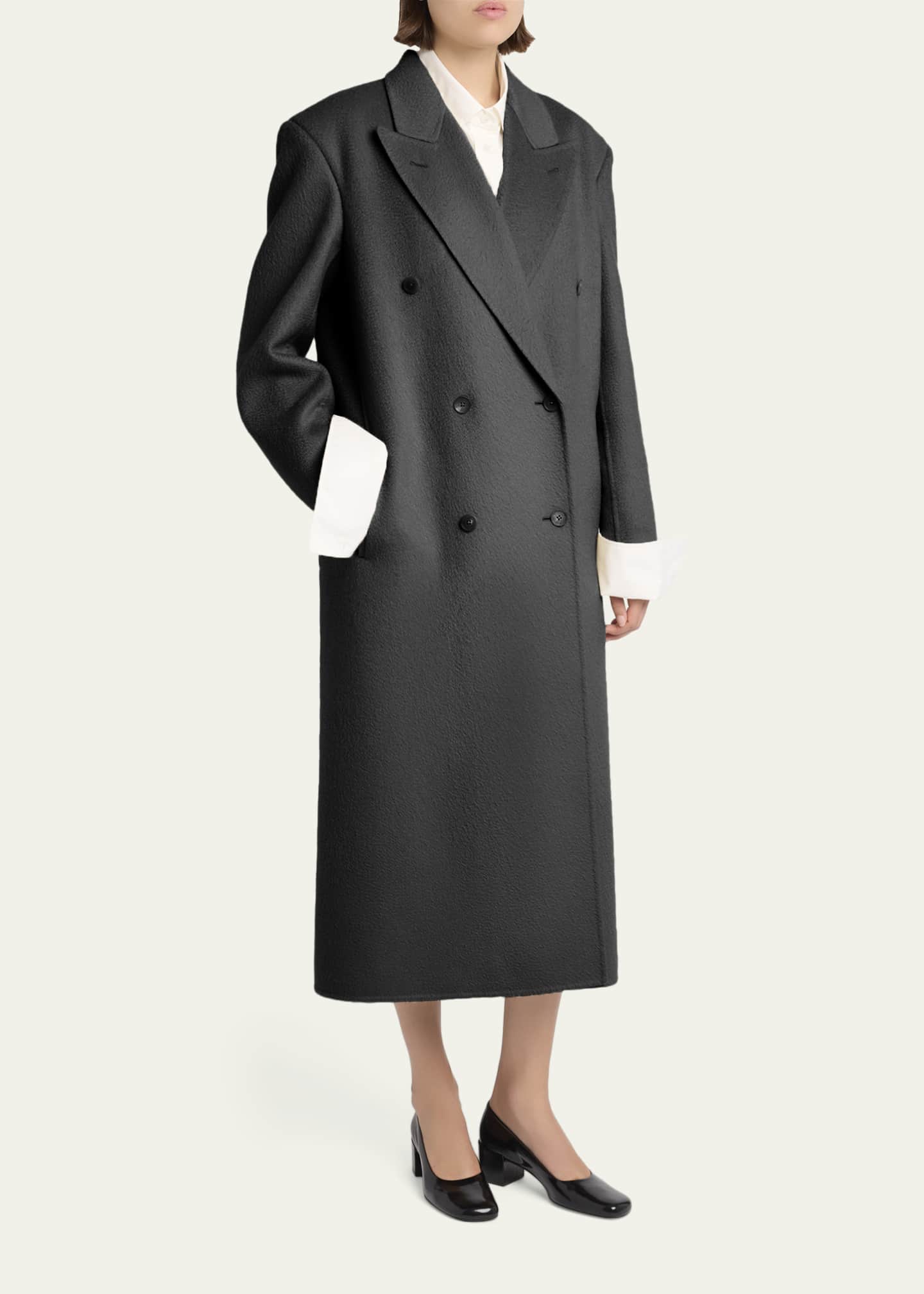 Hariet Double-Breasted Wool-Cashmere Long Coat