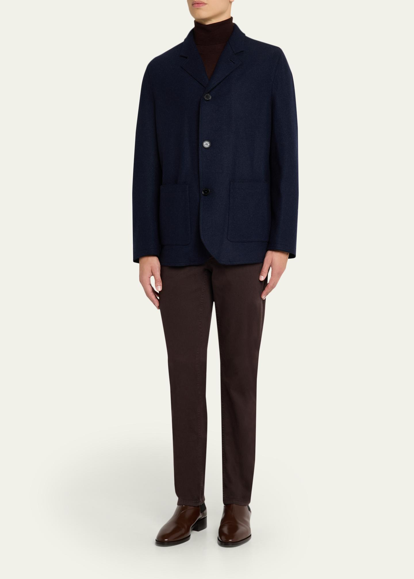 Maurizio Baldassari Men's Wool and Nylon Notch-Lapel Car Coat