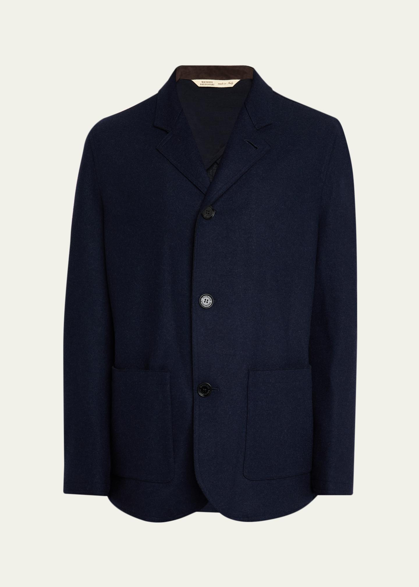 Maurizio Baldassari Men's Wool and Nylon Notch-Lapel Car Coat