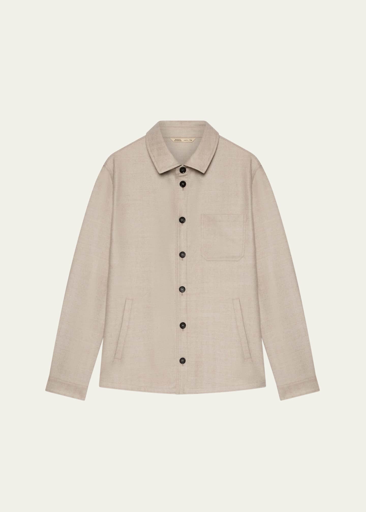 Baldassari Men's Wool Herringbone Pocket Overshirt Image 1 of 2