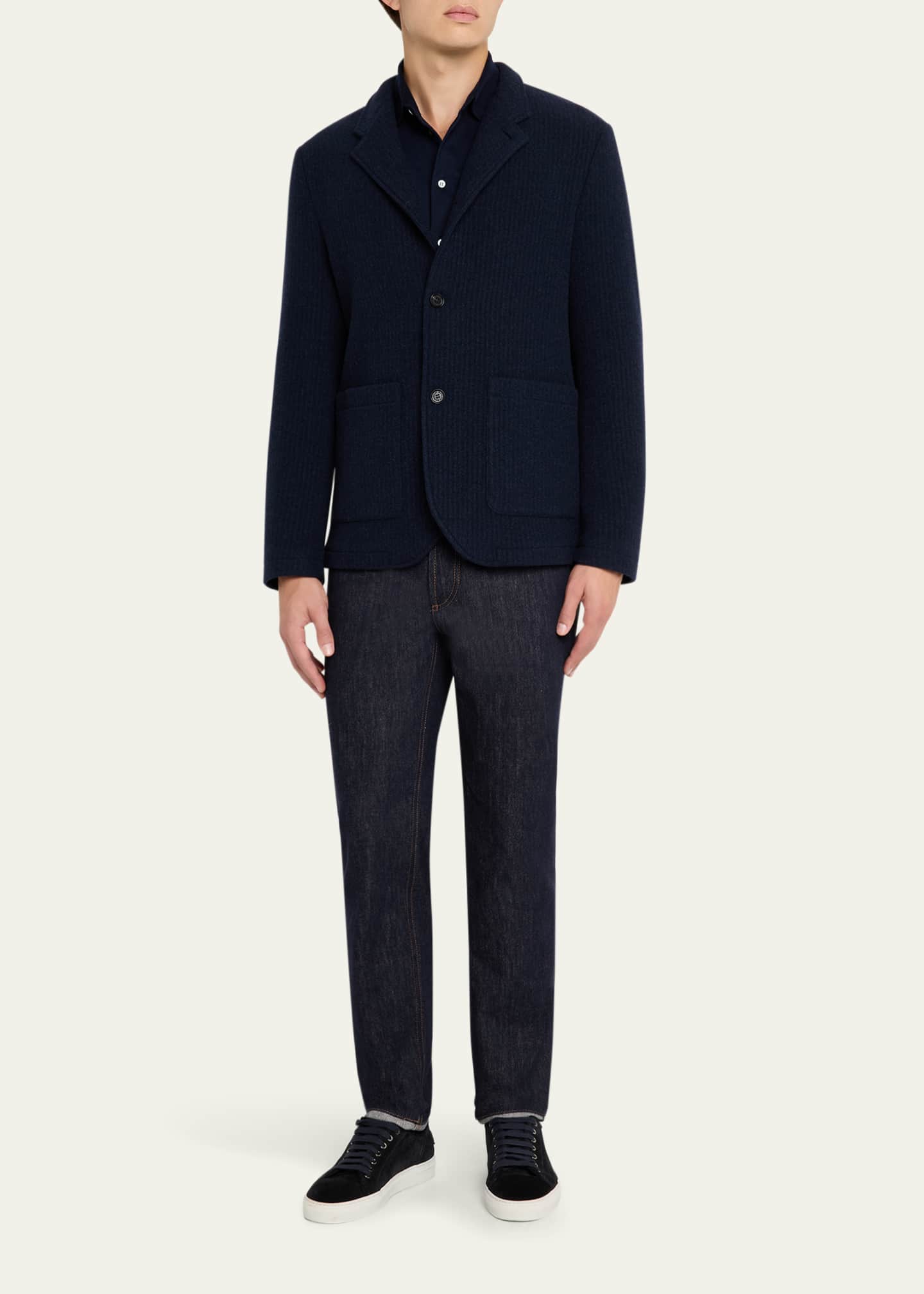 Men's Cashmere Stand Collar Four-Button Jacket