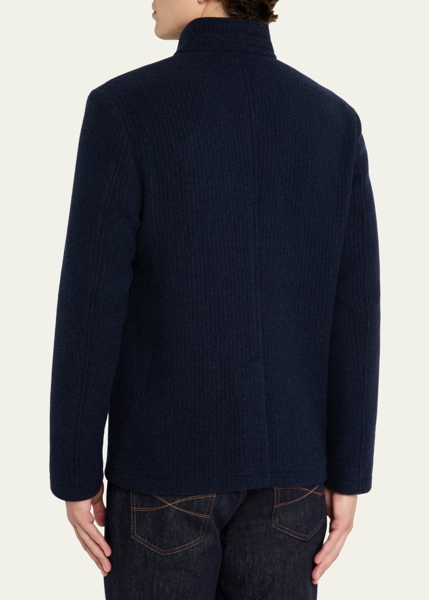 Men's Cashmere Stand Collar Four-Button Jacket
