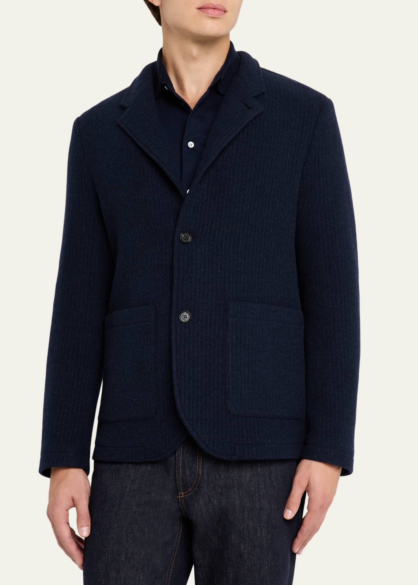 Men's Cashmere Stand Collar Four-Button Jacket