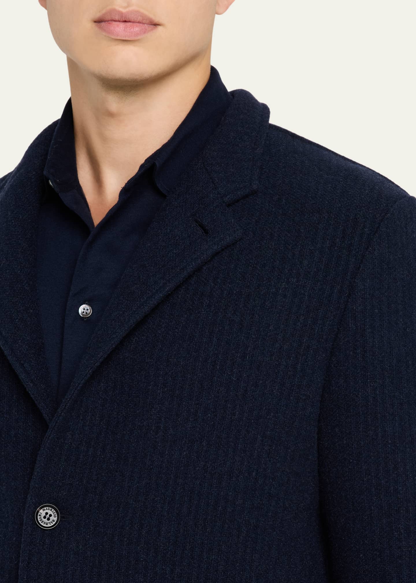 Men's Cashmere Stand Collar Four-Button Jacket