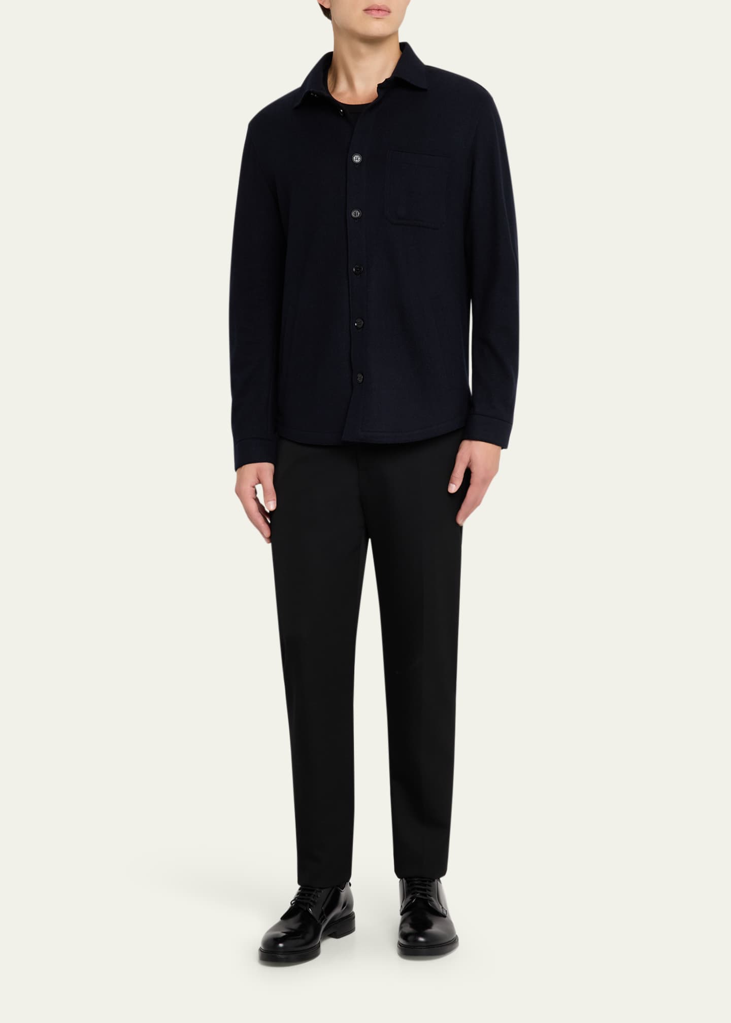 Baldassari Men's Solferino Cashmere Raw Edge Overshirt Image 2 of 5