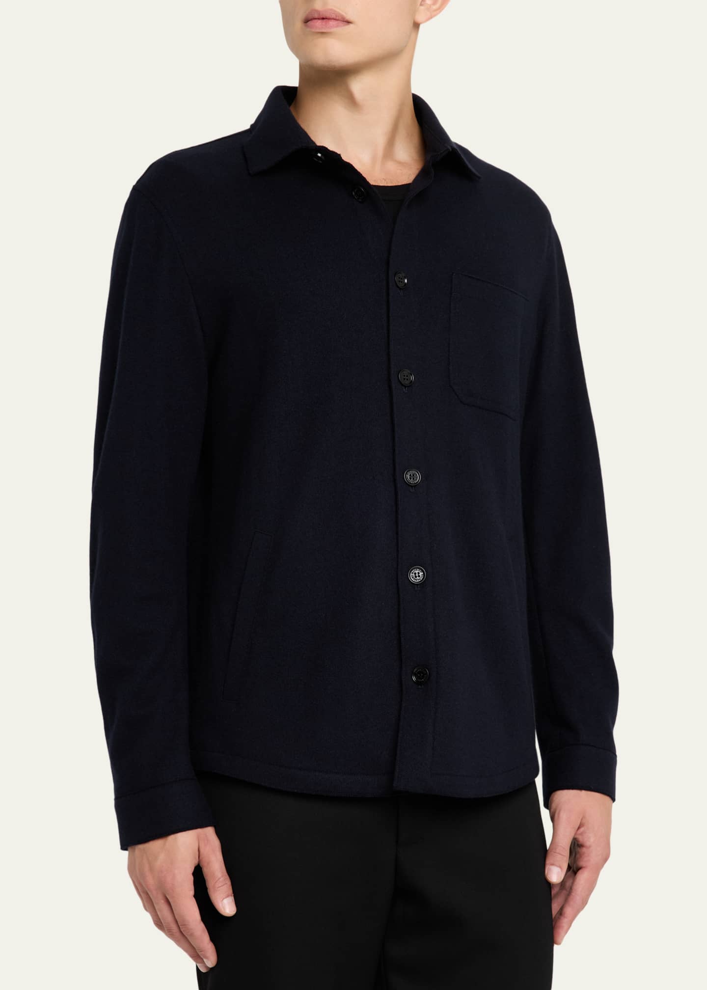 Baldassari Men's Solferino Cashmere Raw Edge Overshirt Image 4 of 5