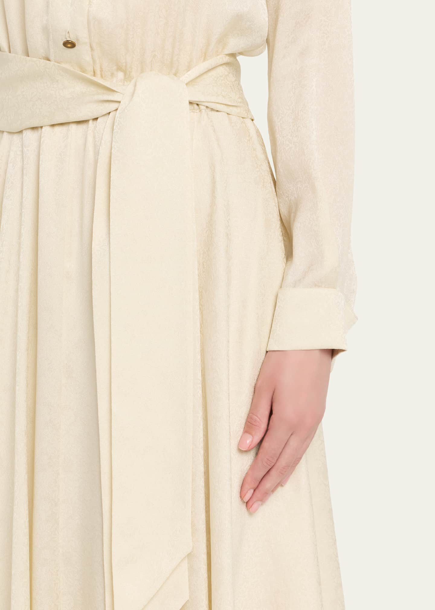 Loro Piana Nevis Belted Silk Jacquard Midi Shirtdress - Bergdorf