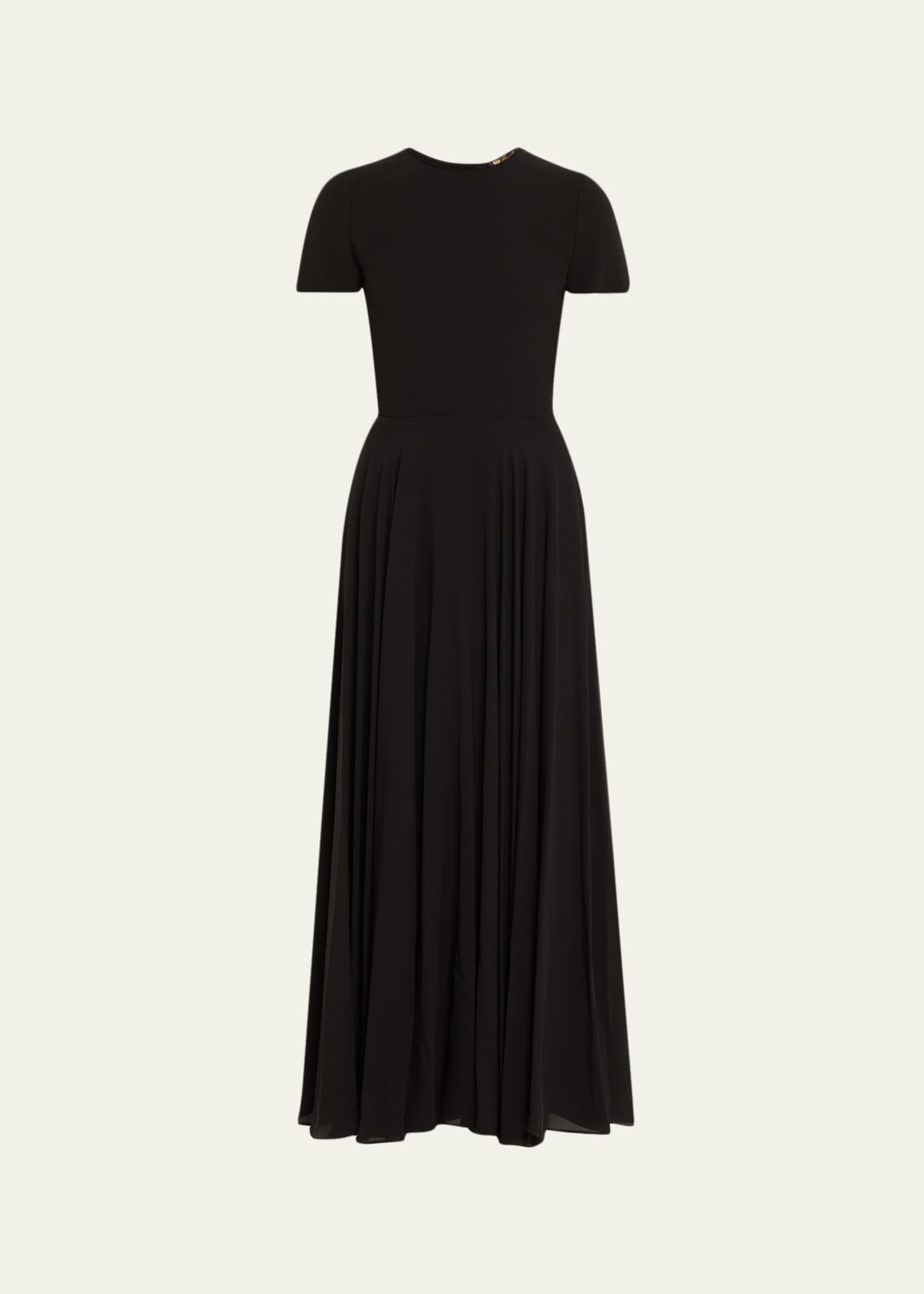 silk midi dress with short sleeves SilkSilky 19Momme Silk Short Sleeve Crew Neck Midi Dress With Side Pockets, Black / S(6)