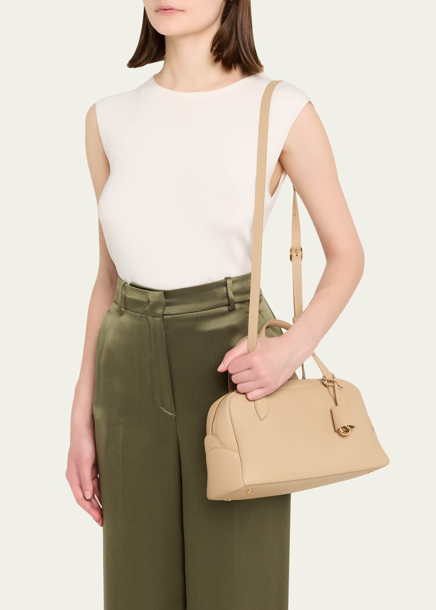 Needle Small Fine Grain Leather Shoulder Bag