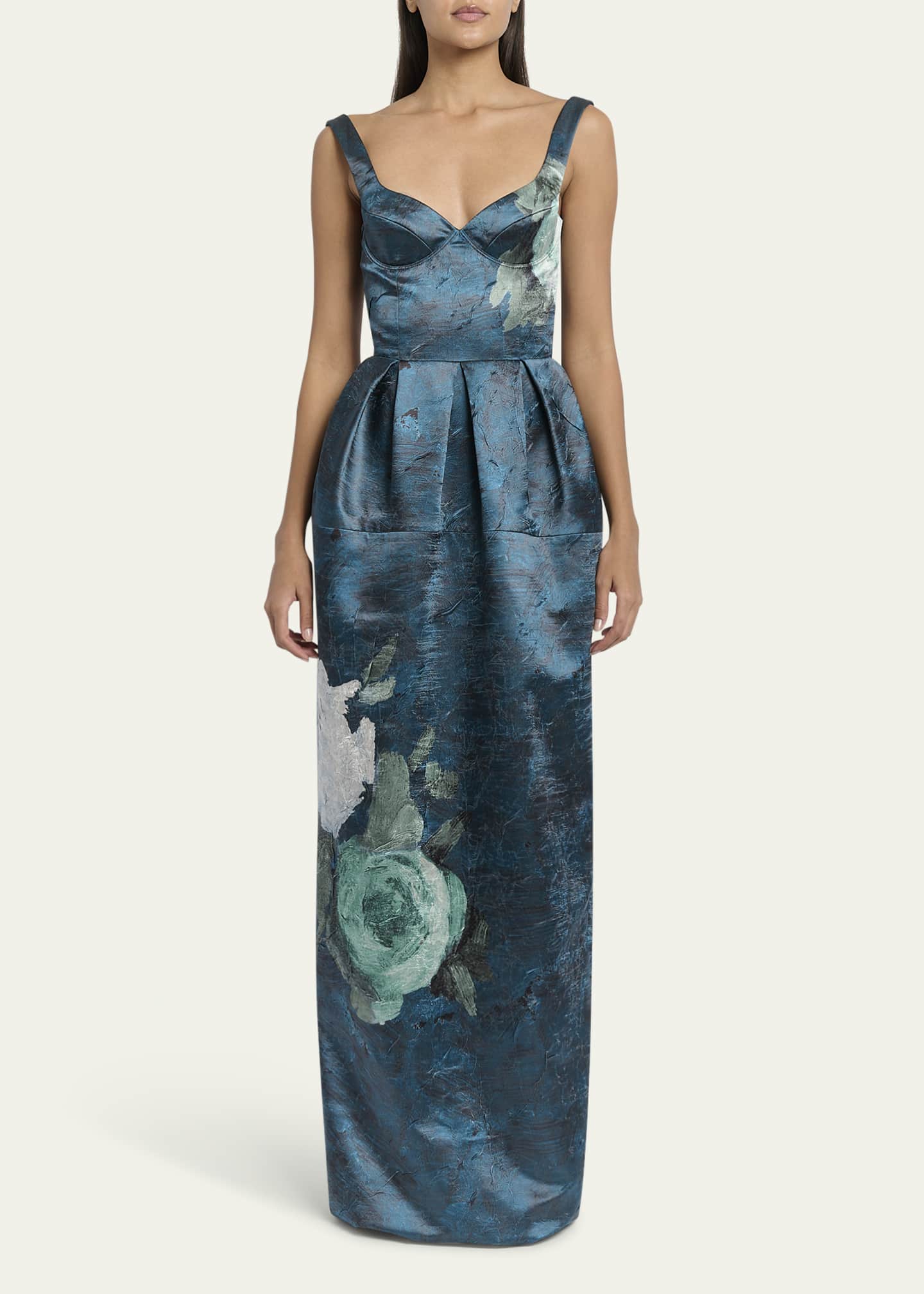 Erdem Floral Crinkle Satin Bustier Cocktail Dress - Bergdorf Goodman