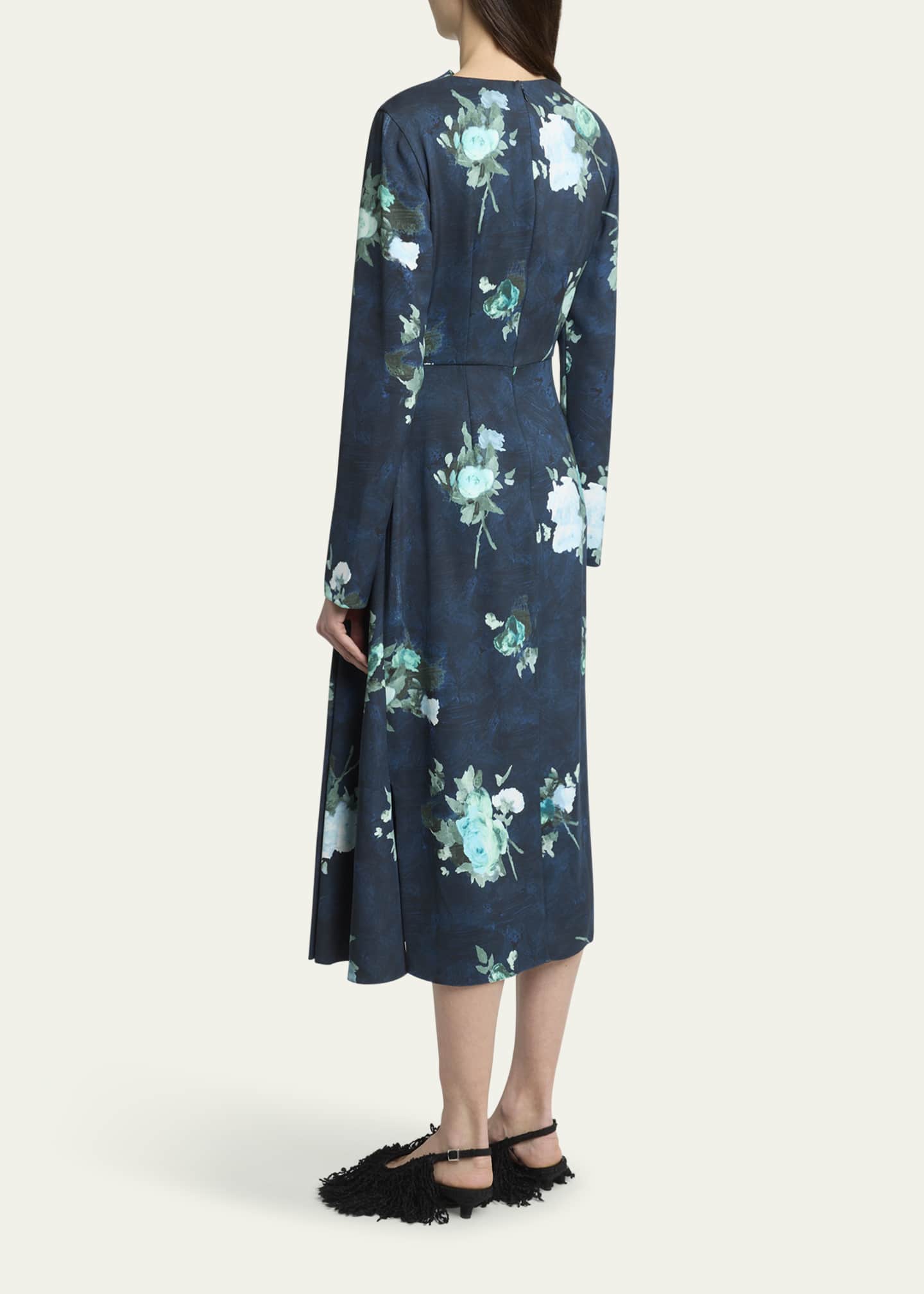 chinese dress ladies Erdem Long-Sleeved Draped Midi Dress