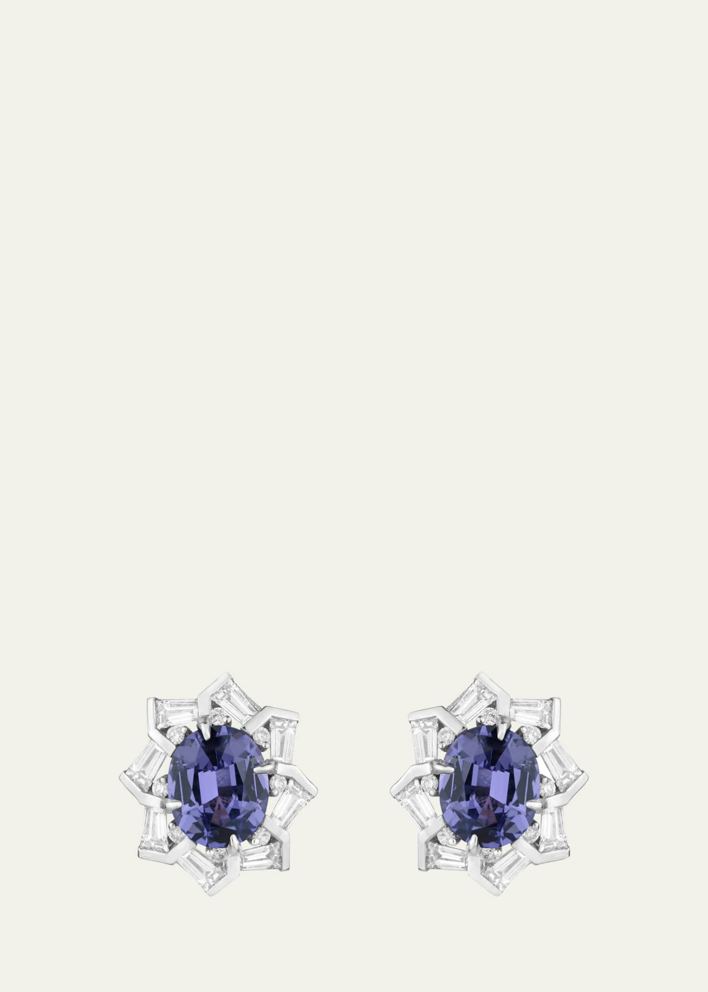 Paul Morelli 18K White Gold Modern Blue Spinel Oval Stud Earrings