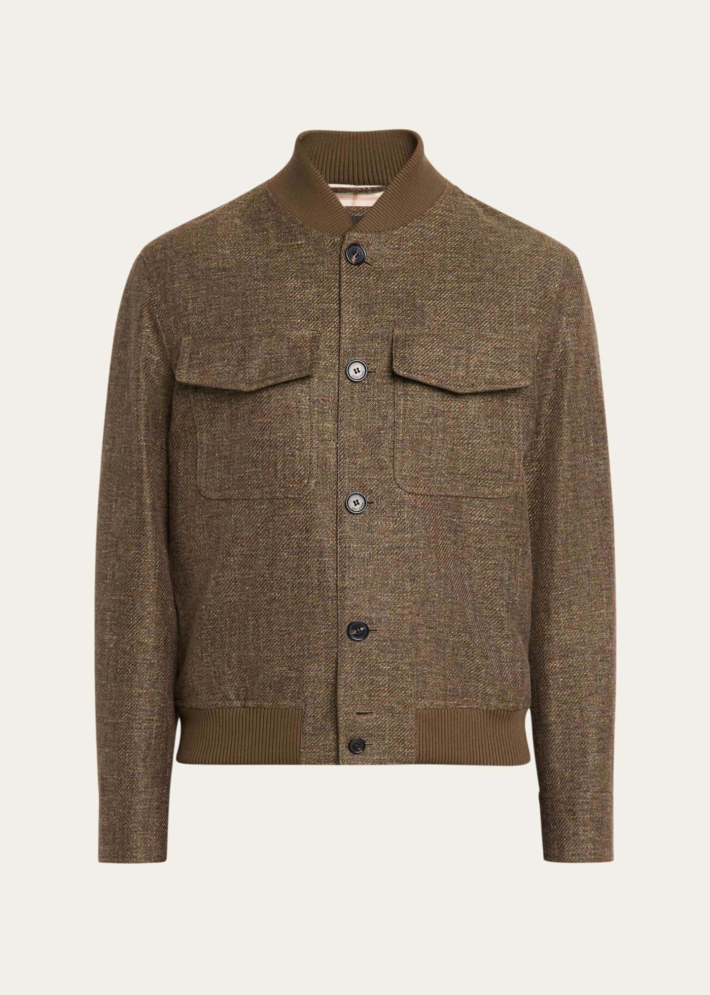 Loro Piana Men's Kiku Linen and Cotton Water-Resistant Bomber