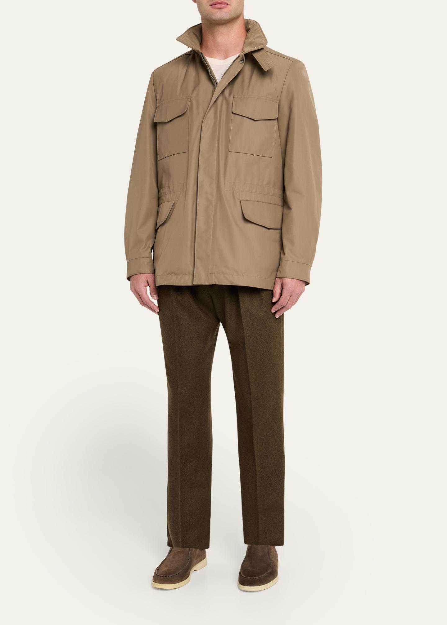 Loro Piana Men's Stafford Virgin Wool and Cashmere Pleated Pants