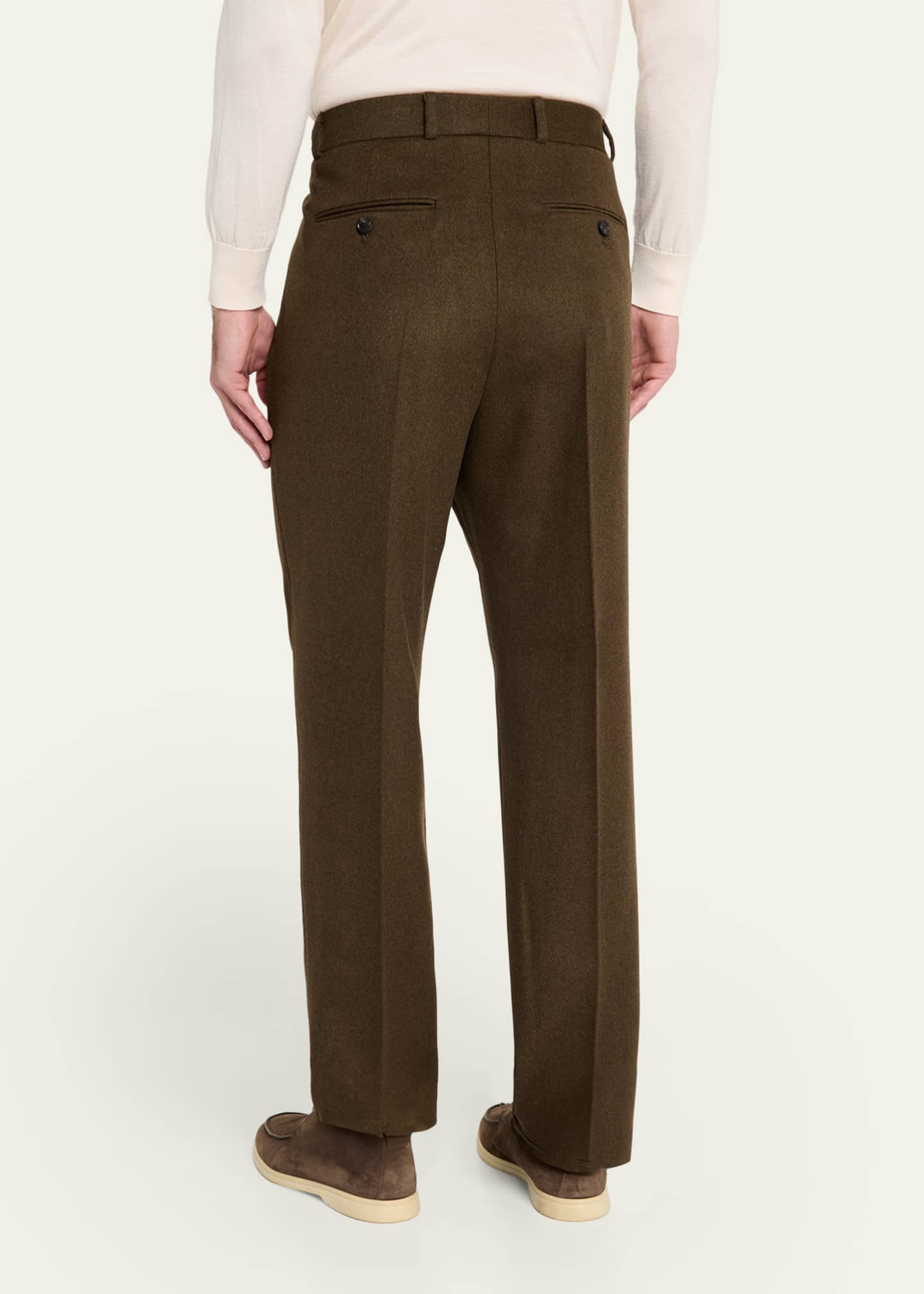 最高級 Loro Piana スラックス ブラウン ストレッチ サイズ50 Loro Piana Men's Stafford Virgin Wool and Cashmere Pleated Pants