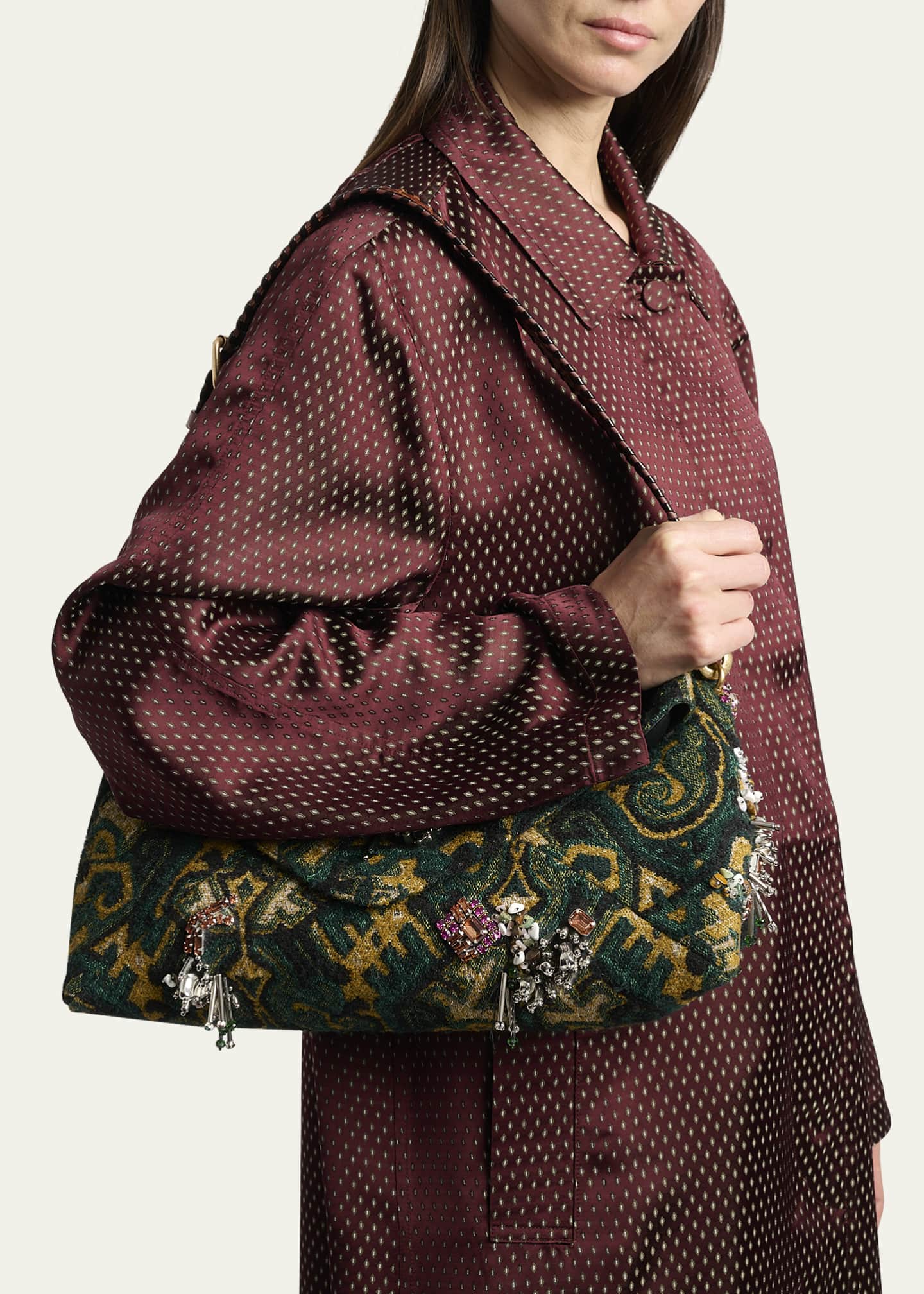 Medium Embellished Envelope Flap Clutch Bag