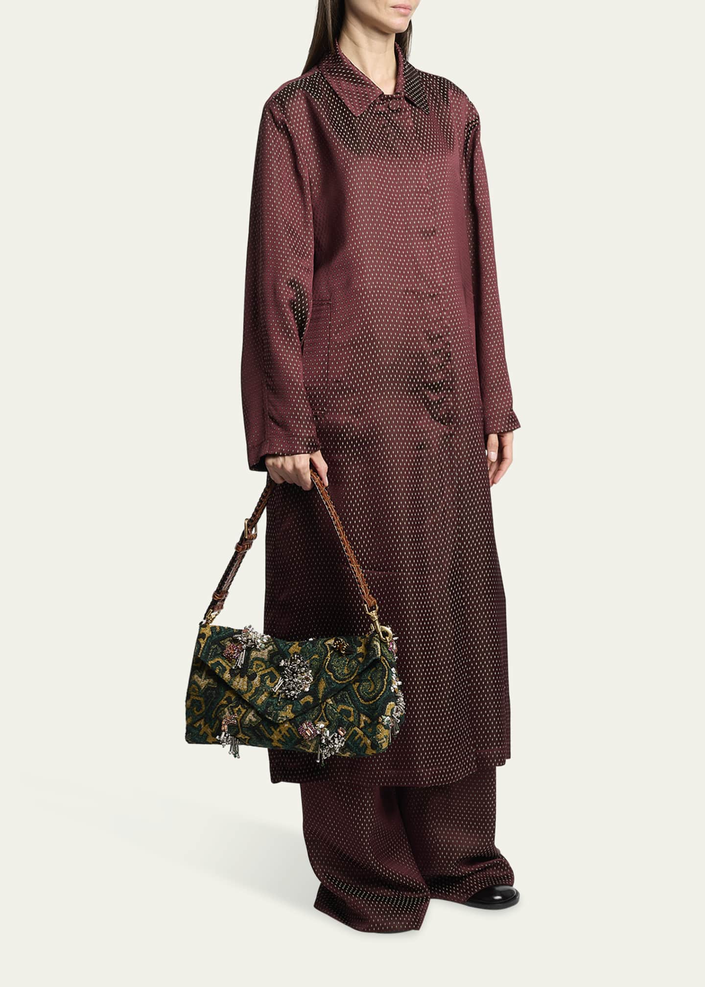 Medium Embellished Envelope Flap Clutch Bag