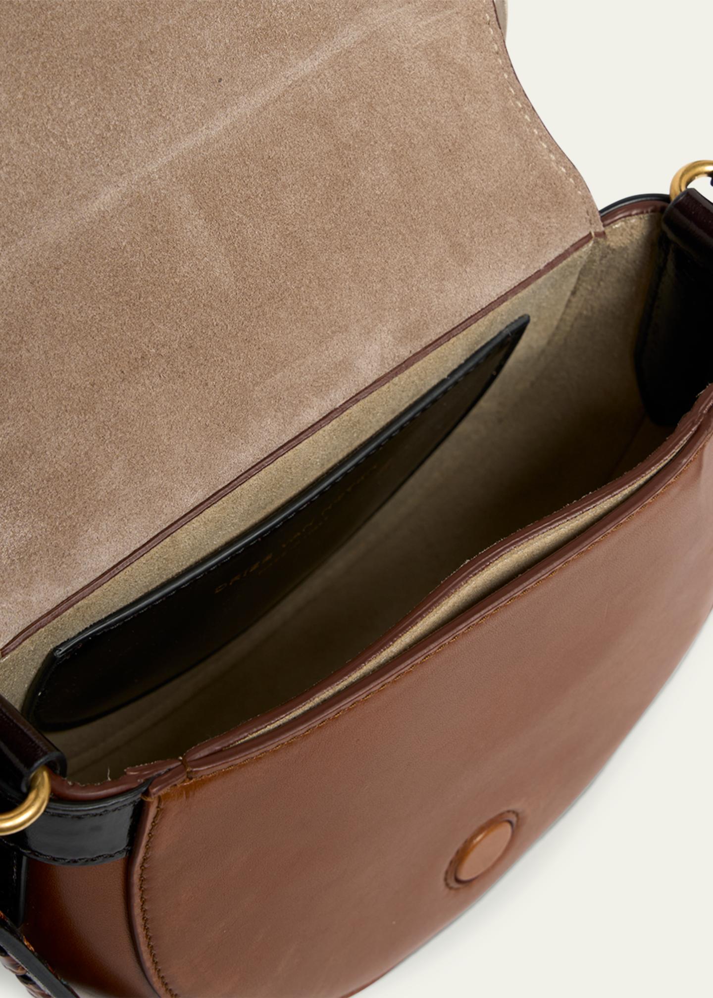 Dries Van Noten Arc Small Mixed Leather Whipstitch Crossbody Bag