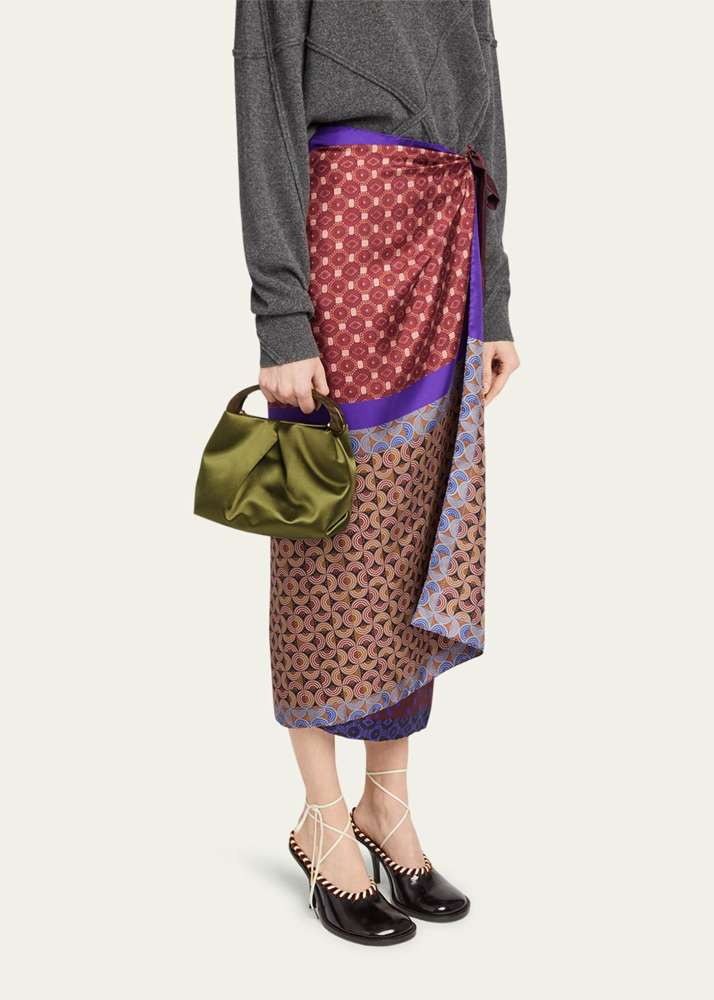 Dries Van Noten Mini Pleated Satin Top-Handle Bag Image 2 of 6