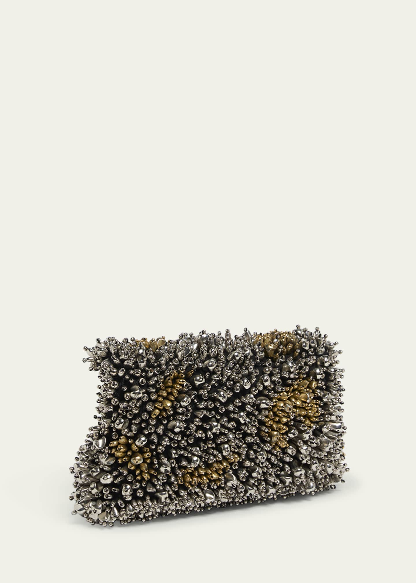 Dries Van Noten Micro Envelope Flap Metallic Beaded Clutch Bag Image 3 of 6
