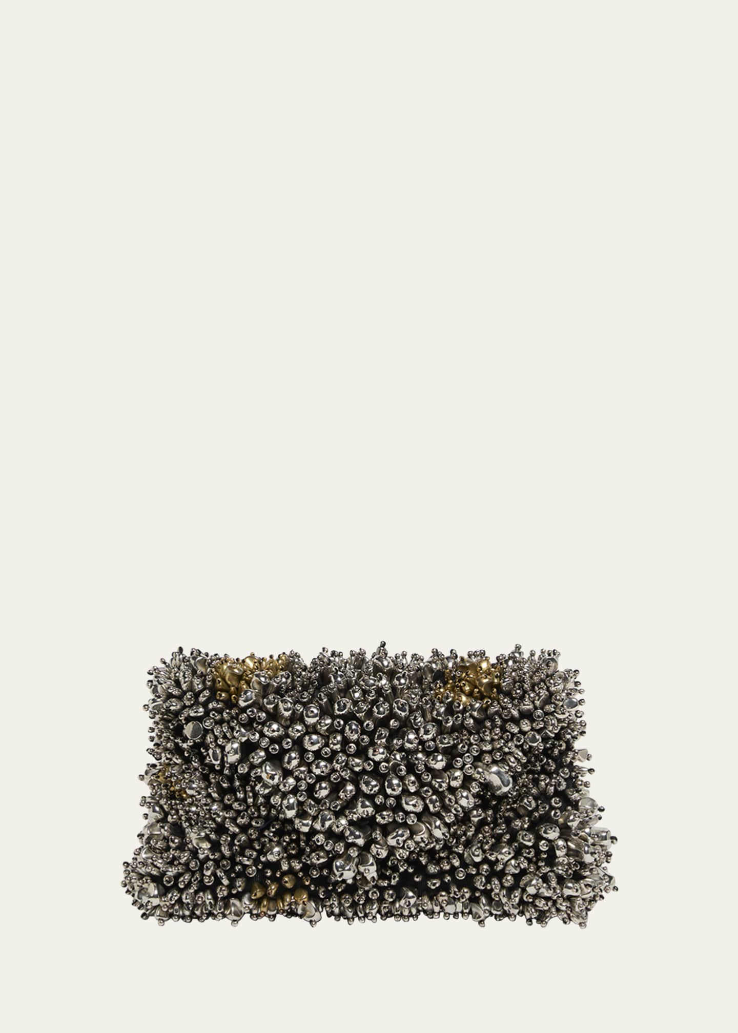 Dries Van Noten Micro Envelope Flap Metallic Beaded Clutch Bag Image 1 of 6