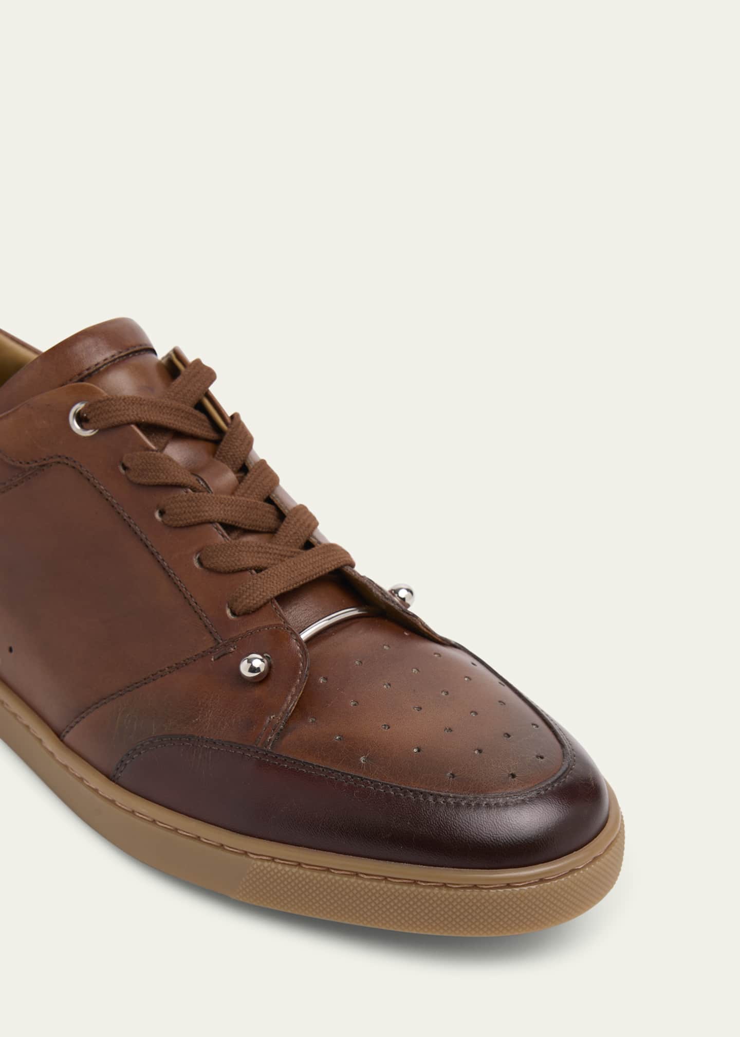 Christian Louboutin Men's Chambelisneak Collar-Pin Leather Low-Top