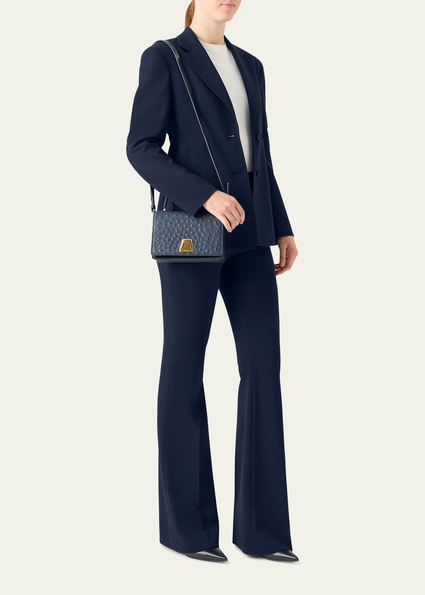 Akris Alice Small Ostrich Leather Top-Handle Bag - Bergdorf Goodman