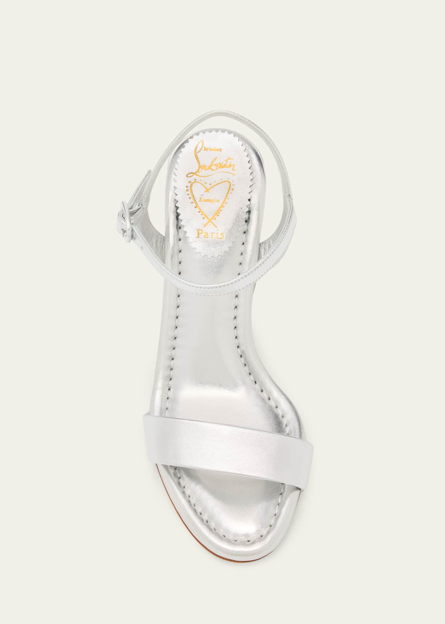 Christian Louboutin 85mm Miss Jane Metallic Leather Ankle-Strap