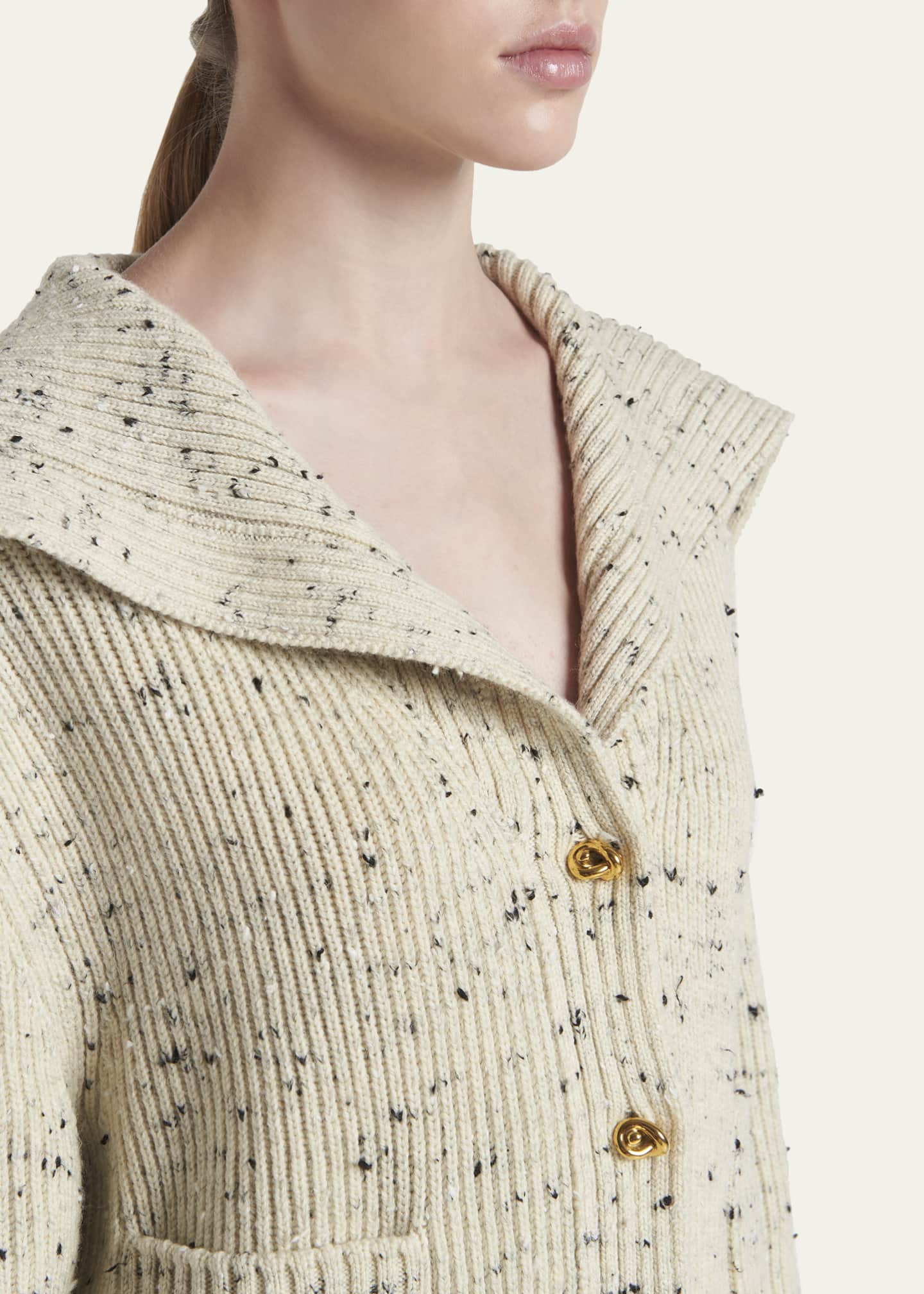 BOTTEGA VENETA 滑らかメリノウール大人のグレージュとろみニット BOTTEGA VENETA Ribbed wool cardigan | NET-A-PORTER