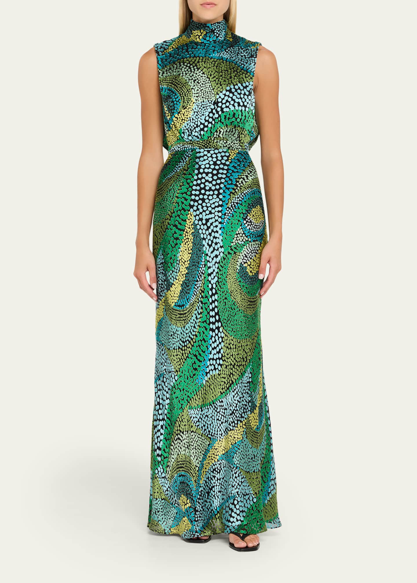 Fleur Printed High-Neck Dress
