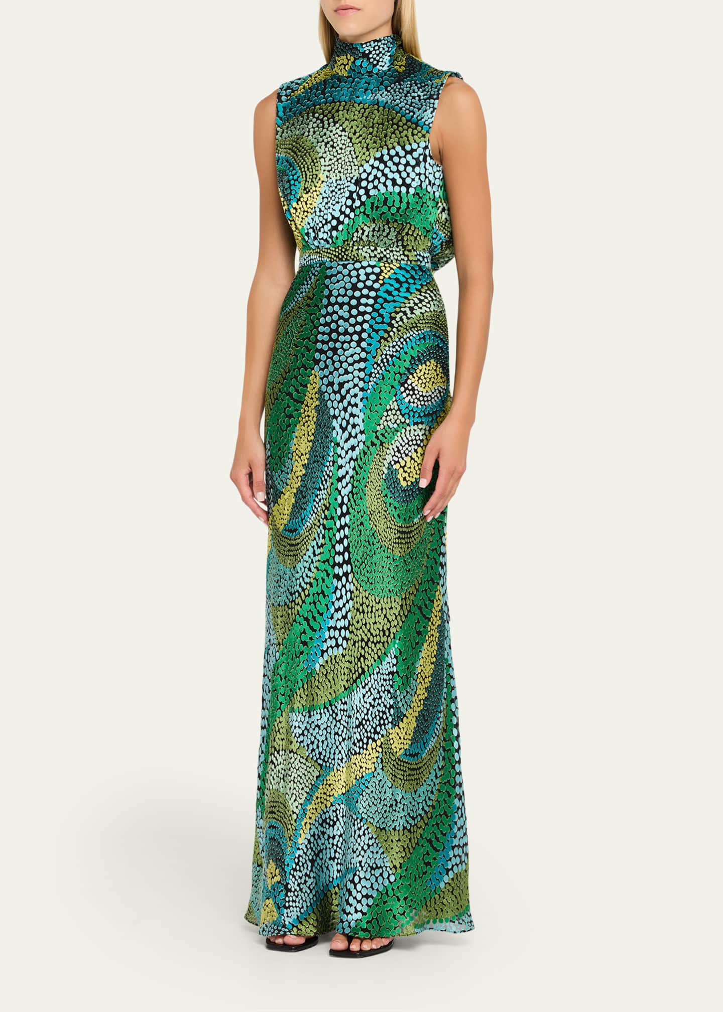 Fleur Printed High-Neck Dress