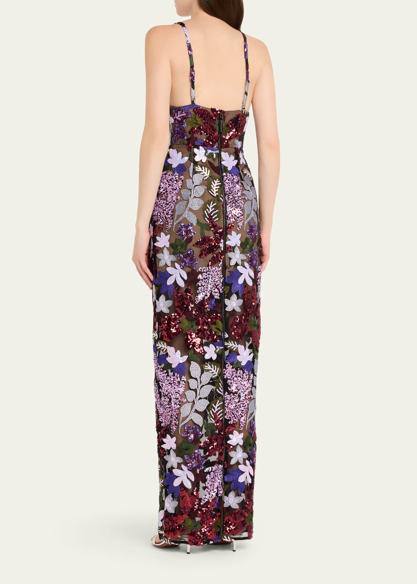 Bronx and Banco Allegra Sequin Floral-Embroidered Column Gown - Bergdorf  Goodman